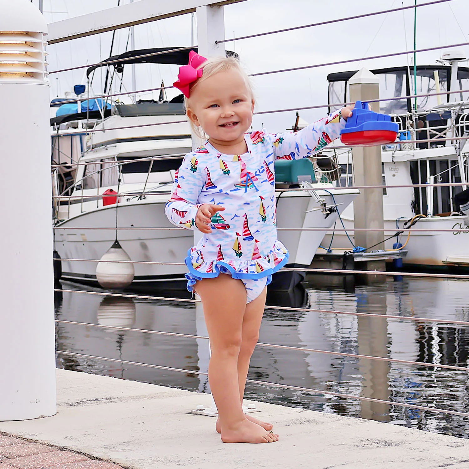 Watercolor Sailboat Rash Guard Set - Image 9