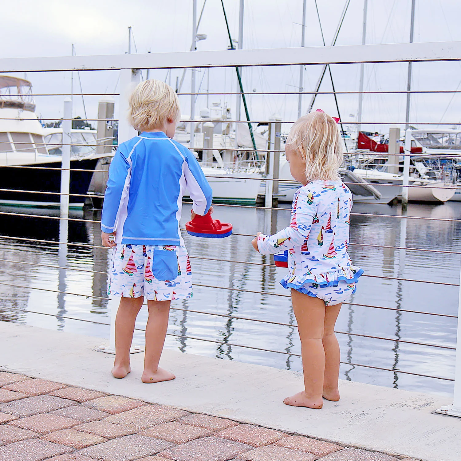Watercolor Sailboat Swim Trunks - Image 5