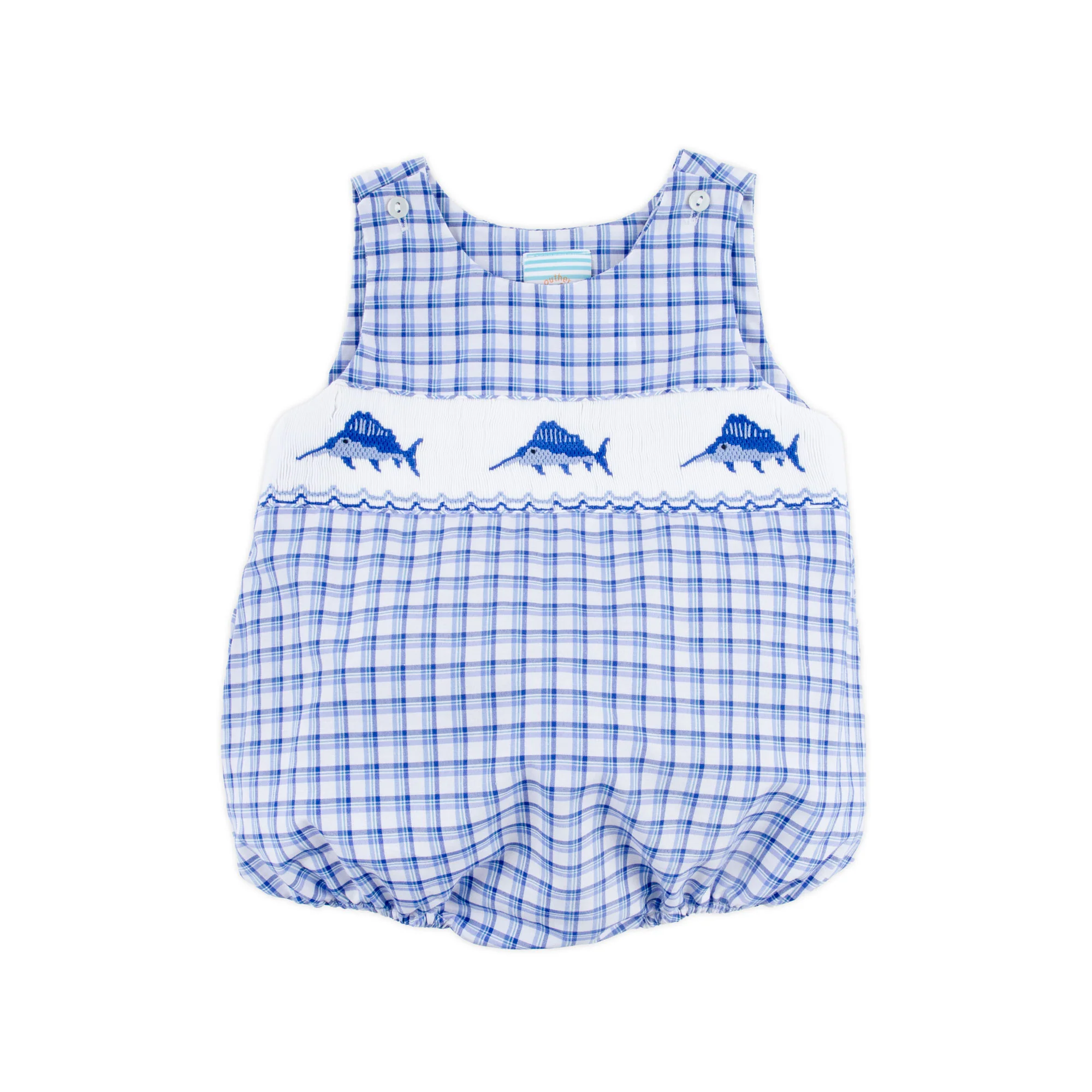 Sailfish Smocked Royal Plaid Sun Bubble