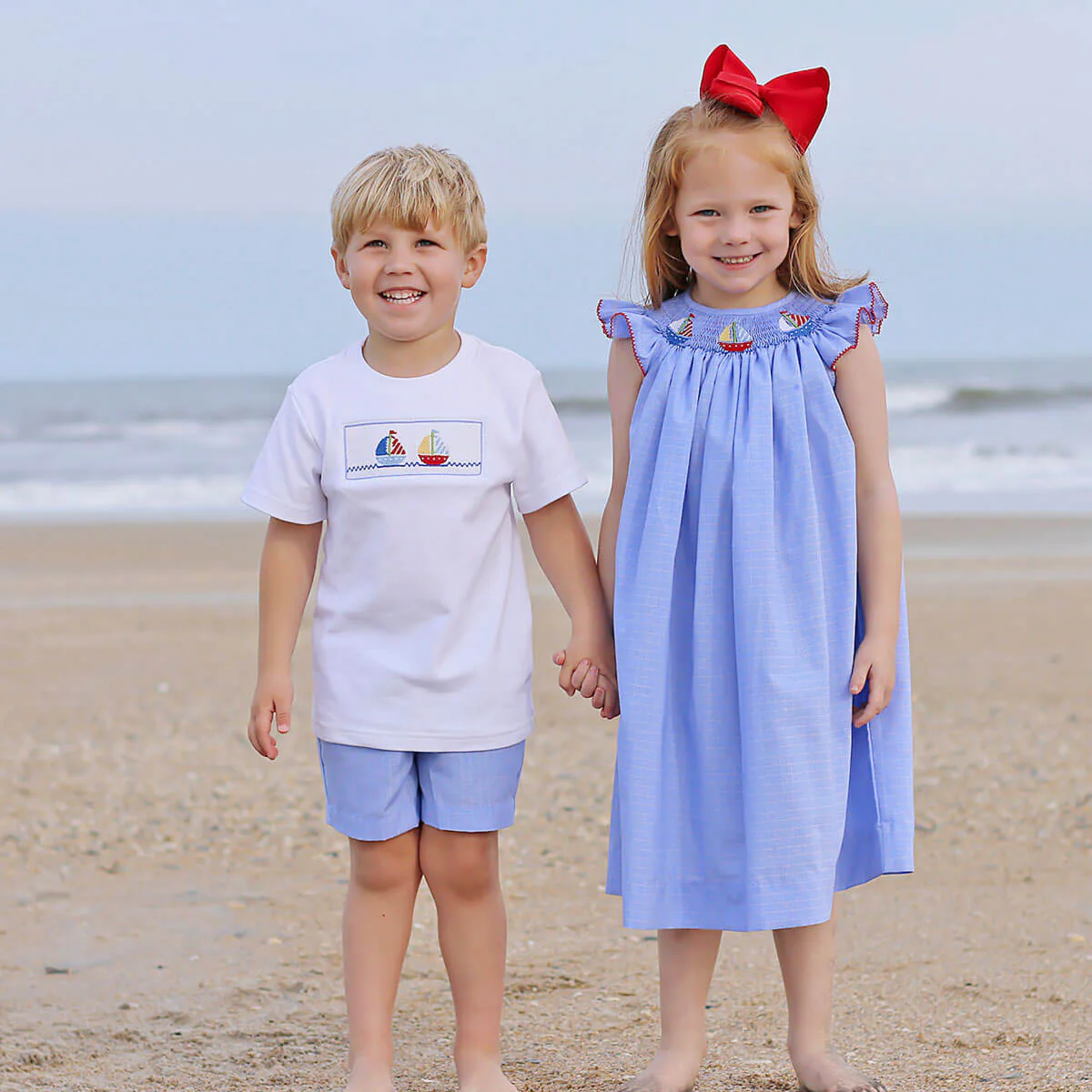 Sailing Away Blue Plaid Smocked Dress - Image 4