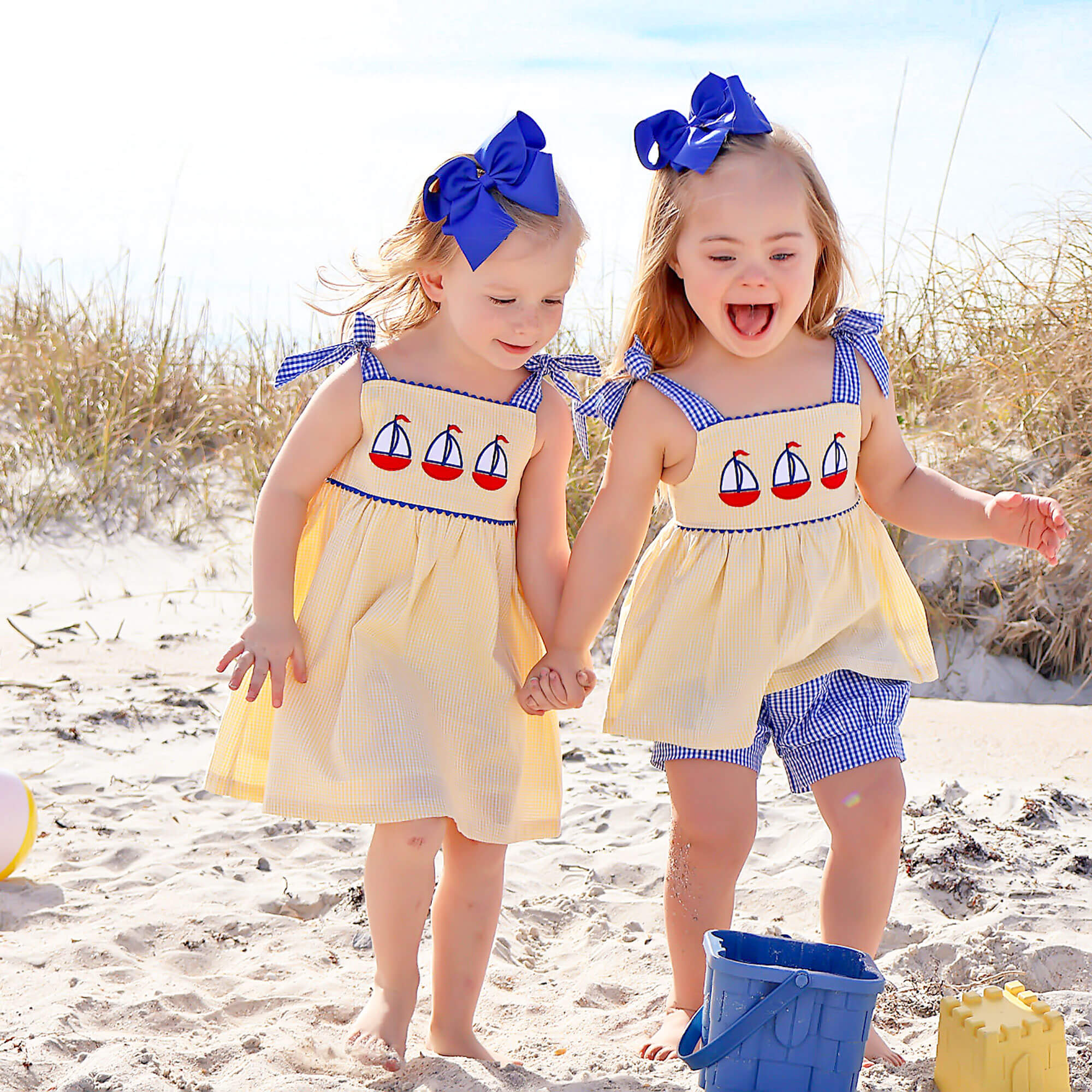 Newport Sailboat Yellow Gingham Aubree Dress - Image 3