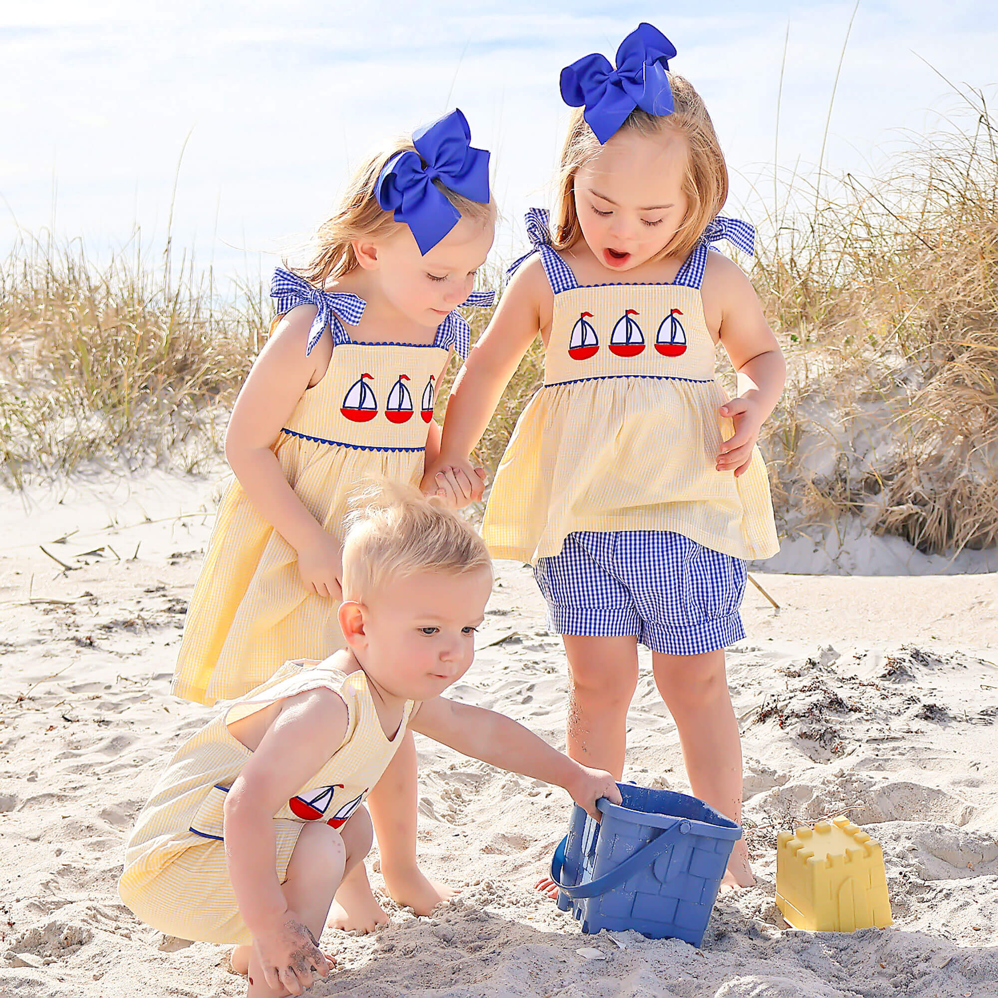 Newport Sailboat Yellow Gingham Aubree Dress - Image 5