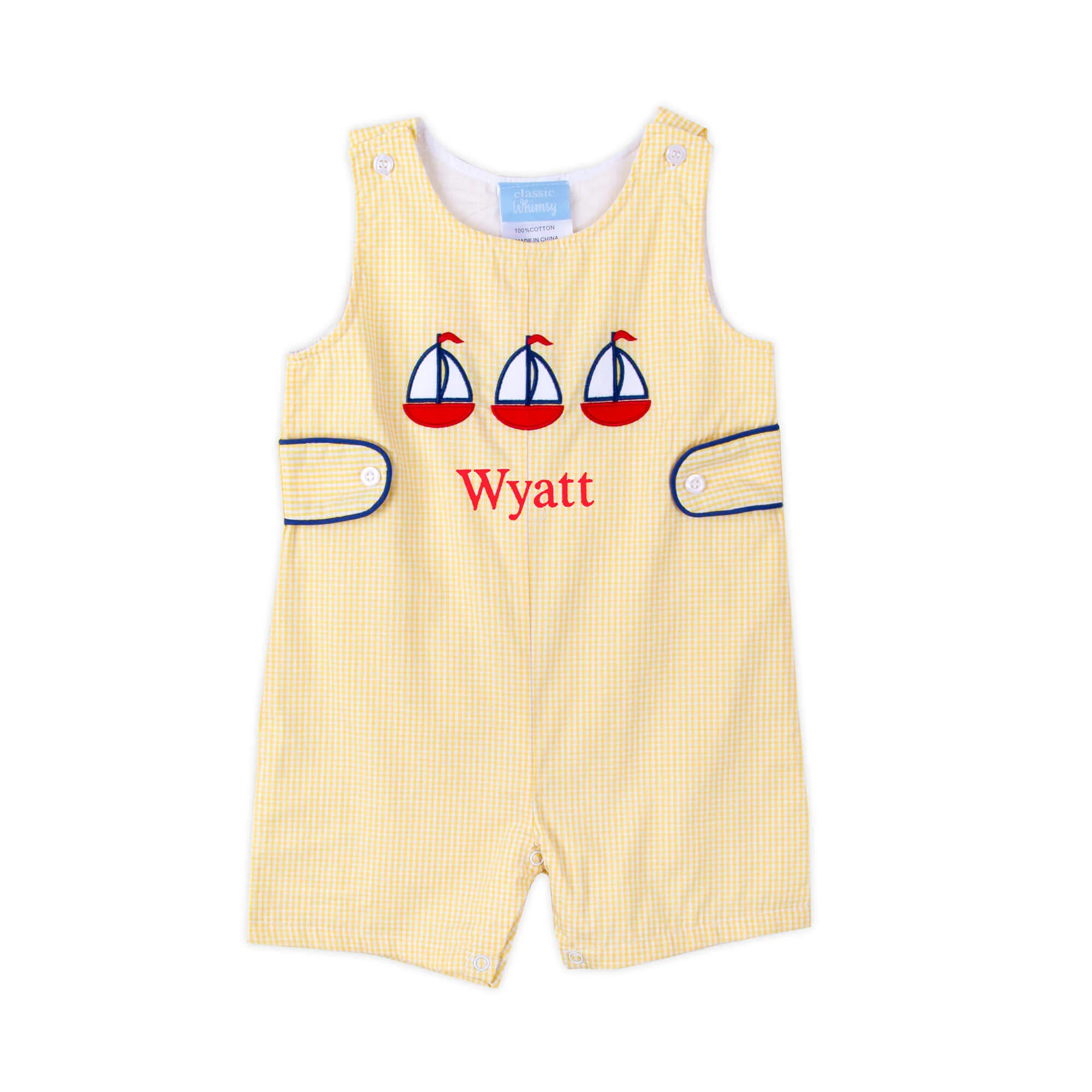 Newport Sailboat Yellow Gingham Jon Jon - Image 2