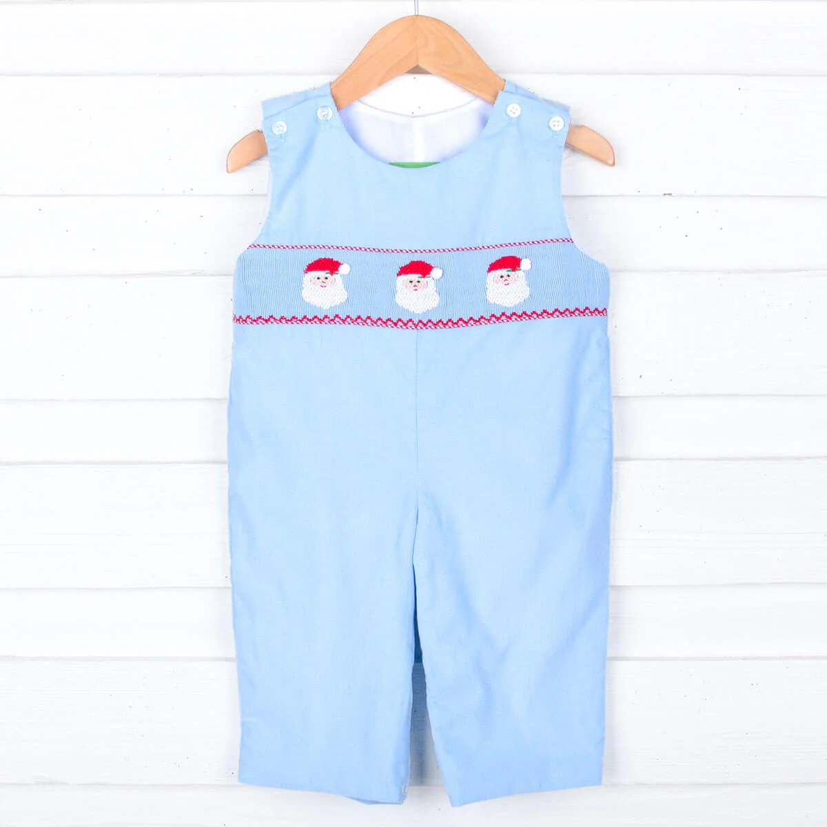 Santa Claus Smocked Longall Blue Corduroy