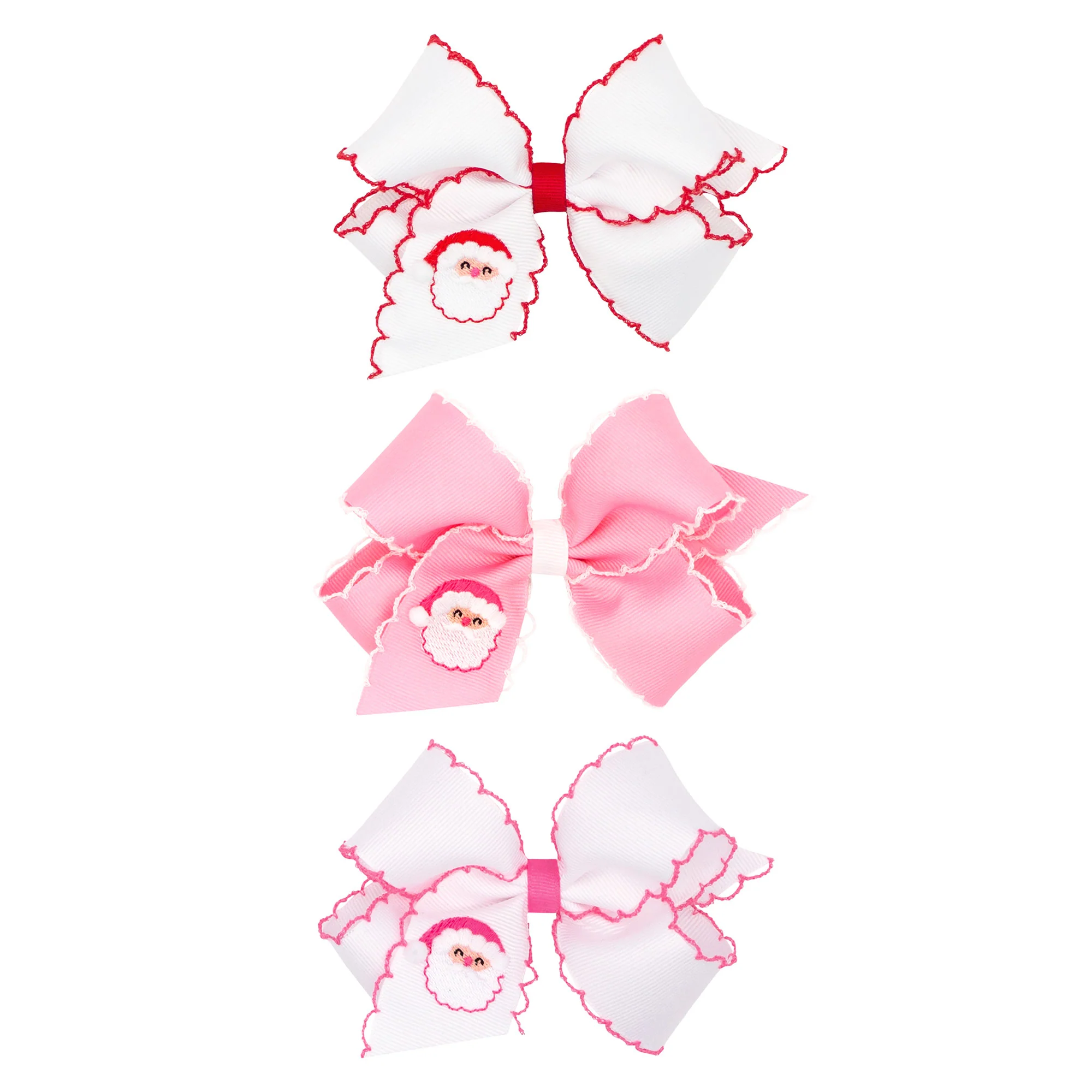 Santa Embroidered Moonstitch Bow