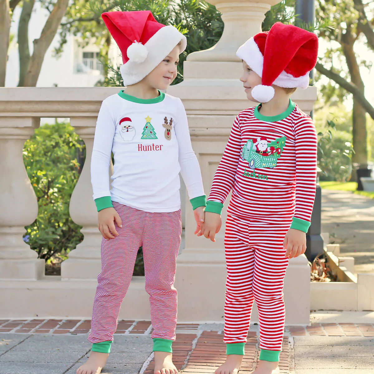 Santa Stops Here Pajamas Red Stripe - Image 3