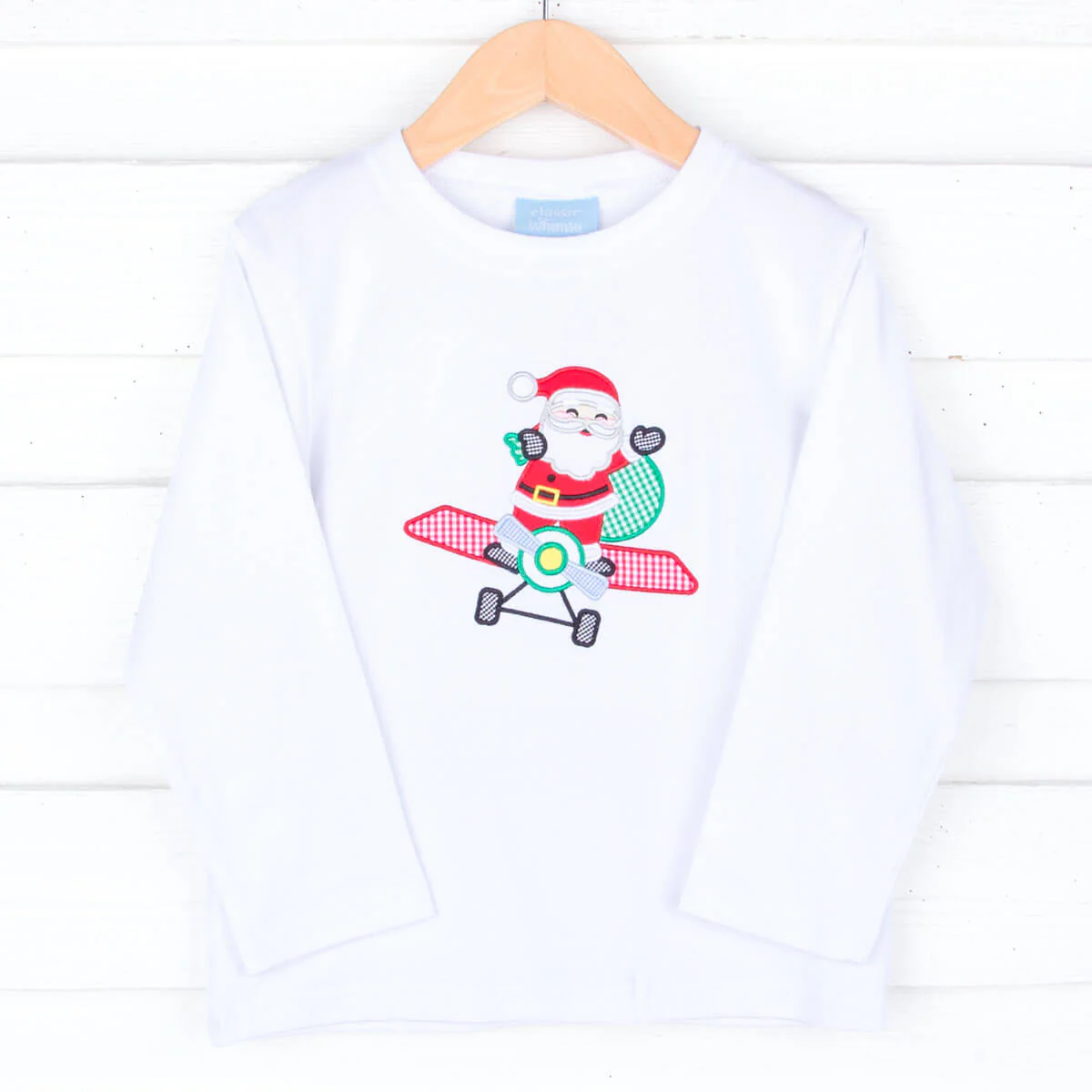 Santa's Airplane White Long Sleeve Shirt - Image 2