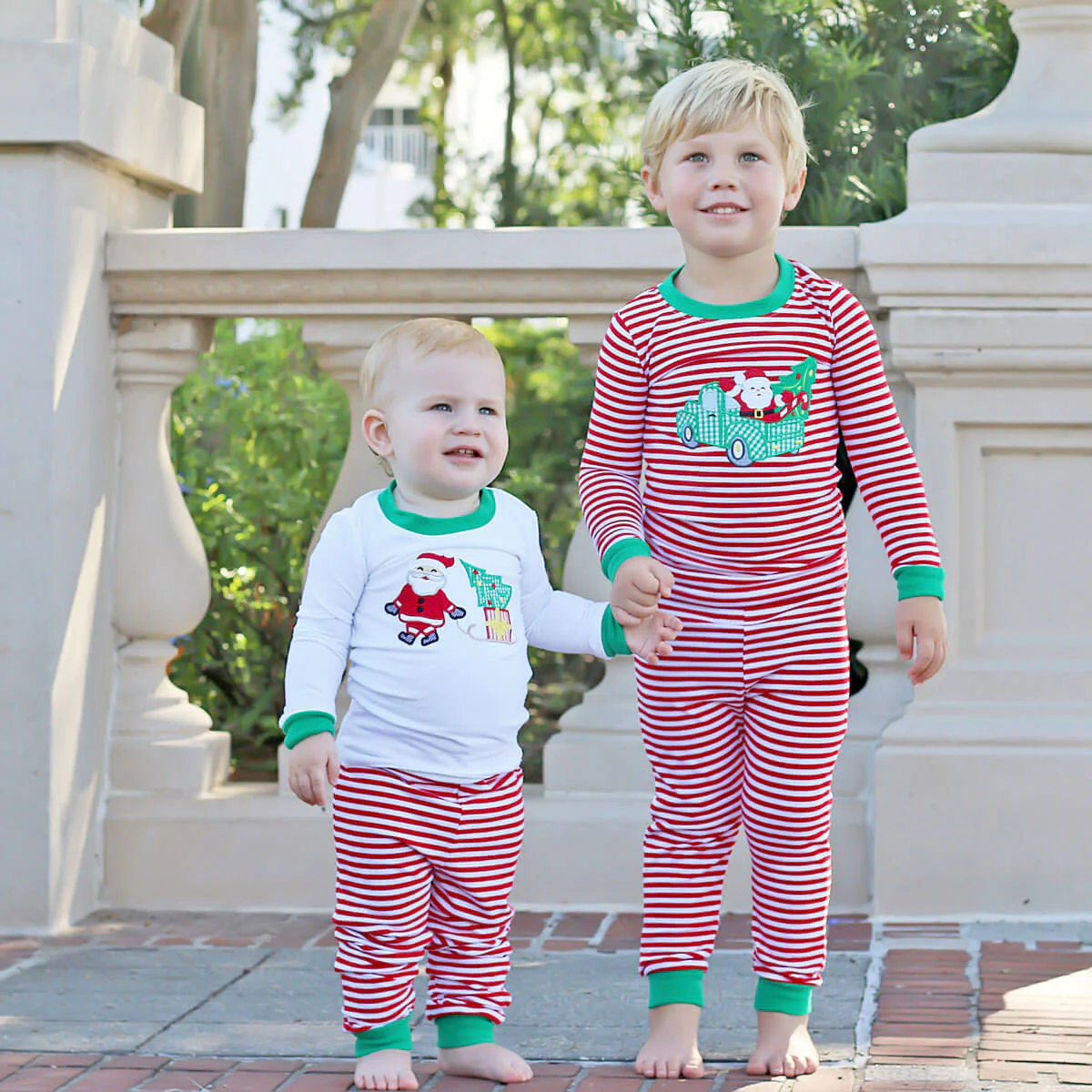 Santa's Sleigh Pajamas Red Stripe - Image 4
