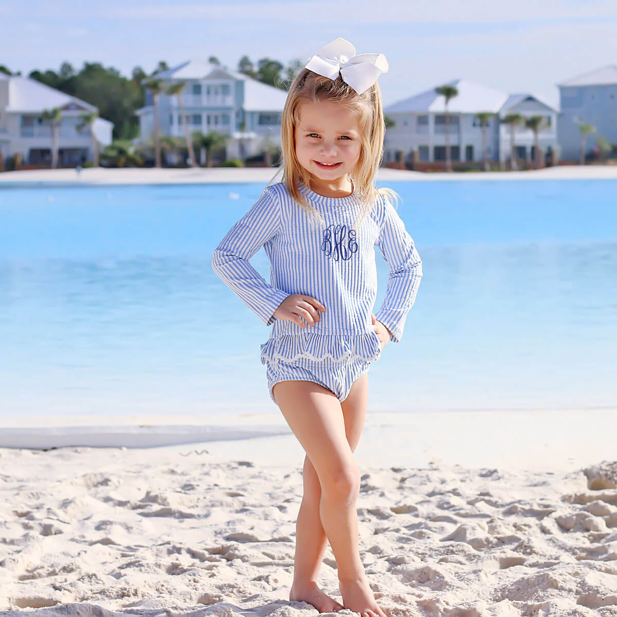 Santorini Blue Rash Guard Set
