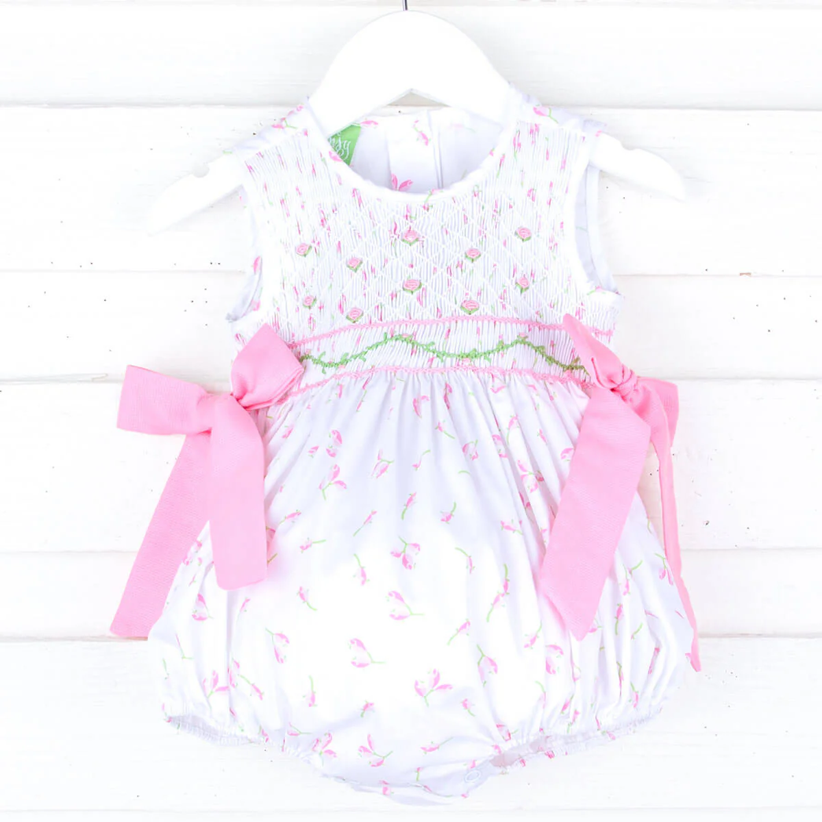 Spring Tulips Smocked Scarlett Bubble