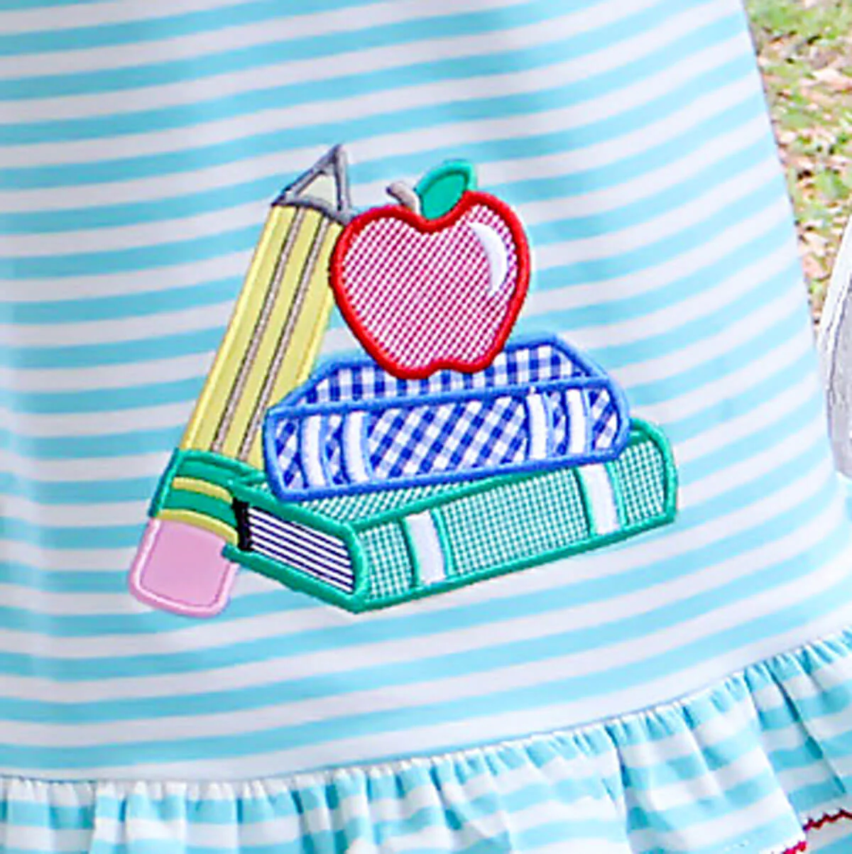 School Book Turquoise Stripe Adalyn Dress - Image 3
