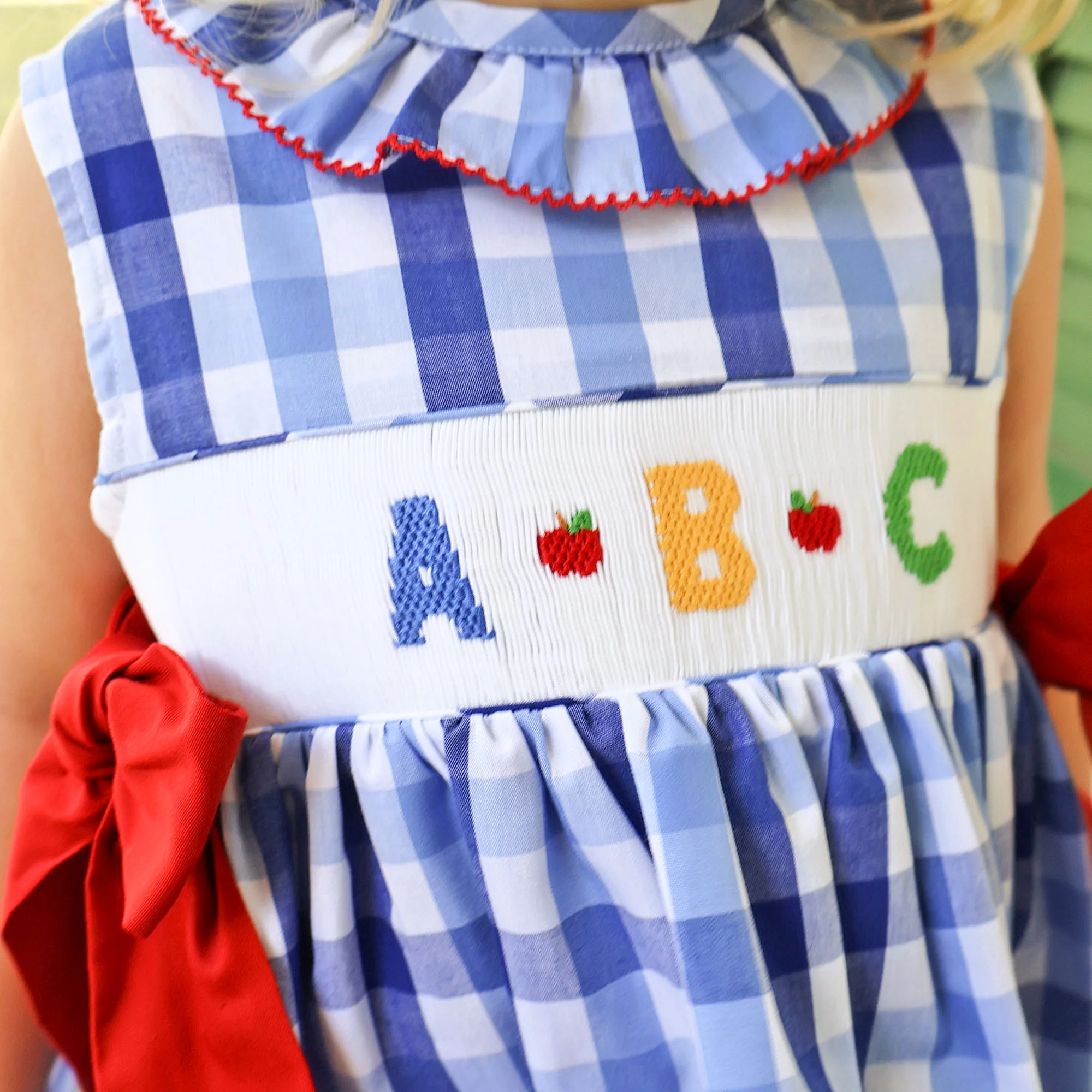 School Ready Smocked Blue Plaid Beverly Short Set - Image 3