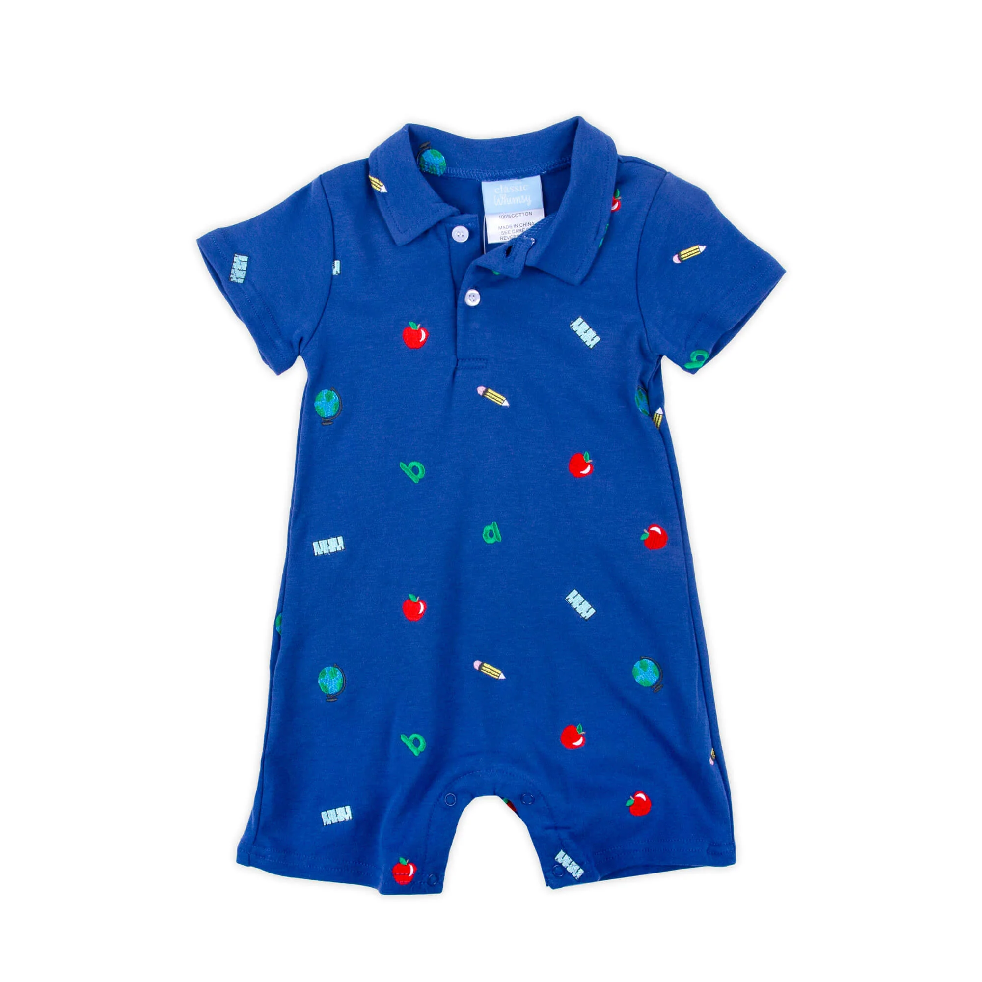 School Rules Blue Polo Romper - Image 2