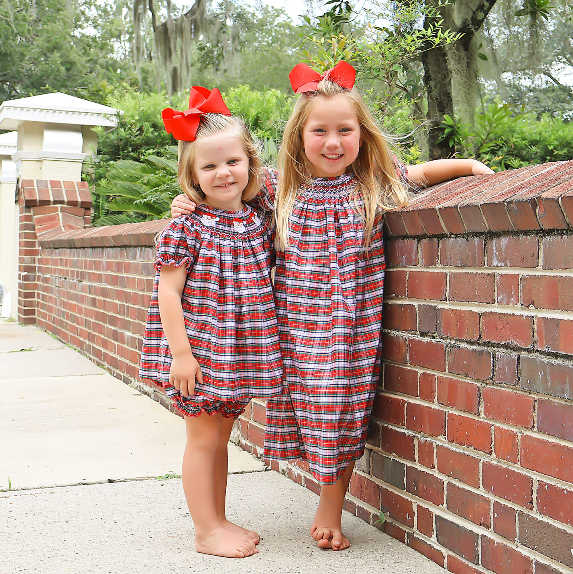 Seattle Red Plaid Smocked Bishop Dress - Image 3