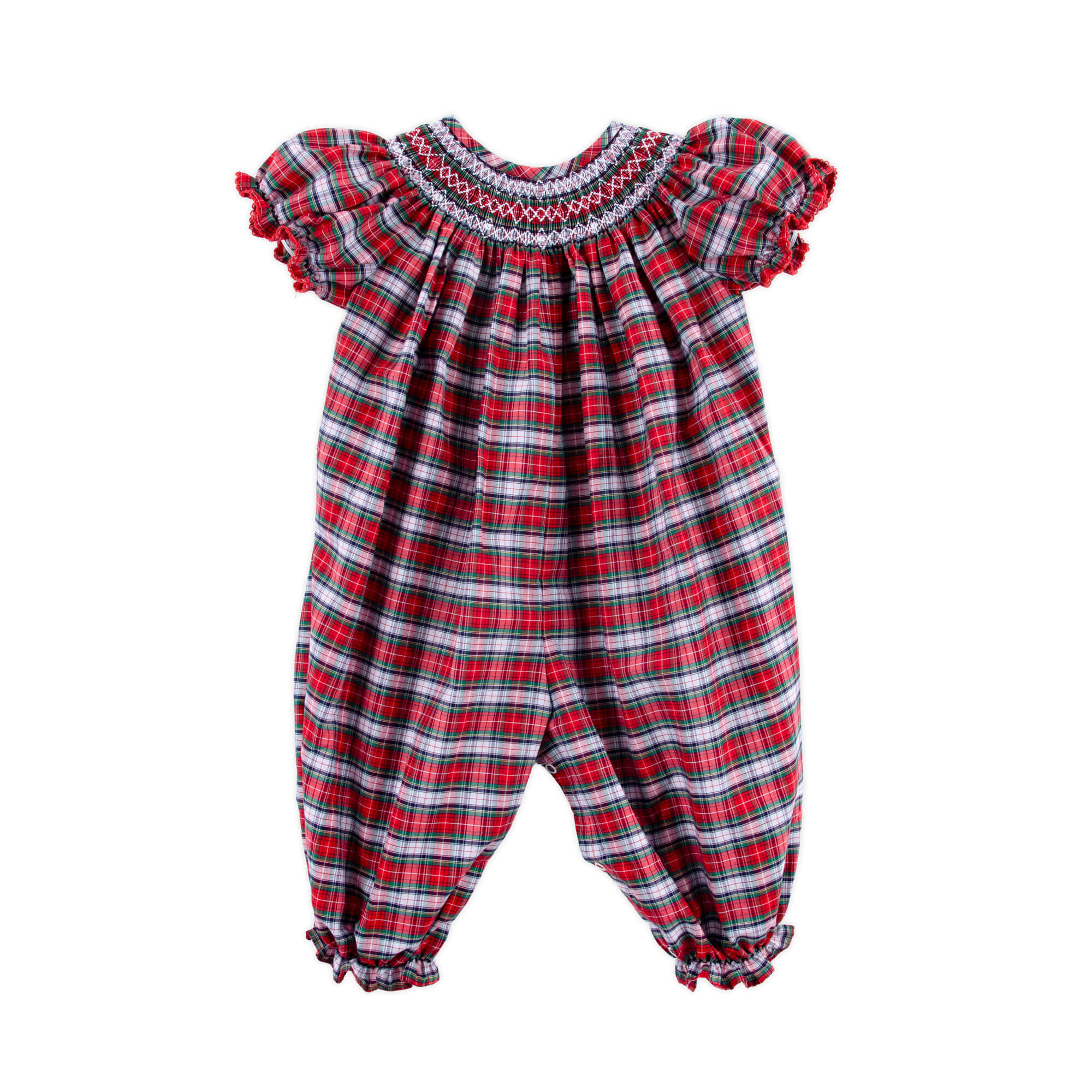 Seattle Red Plaid Smocked Long Bubble