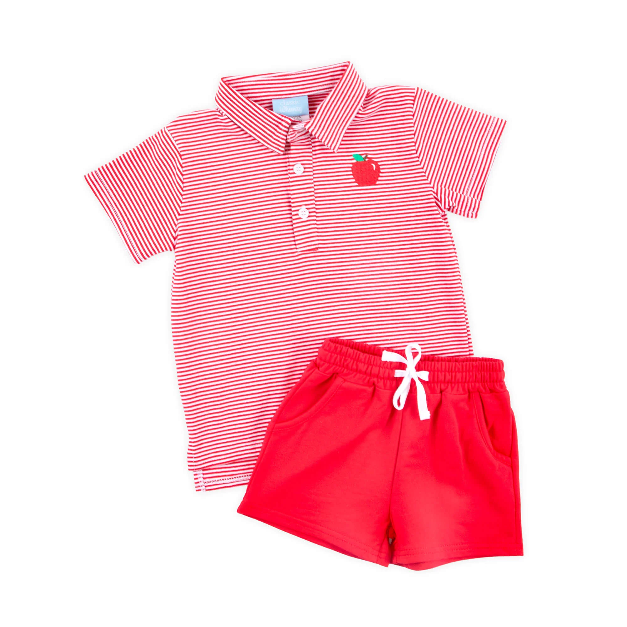 Sharp Student Red Stripe Polo Short Set - Image 5