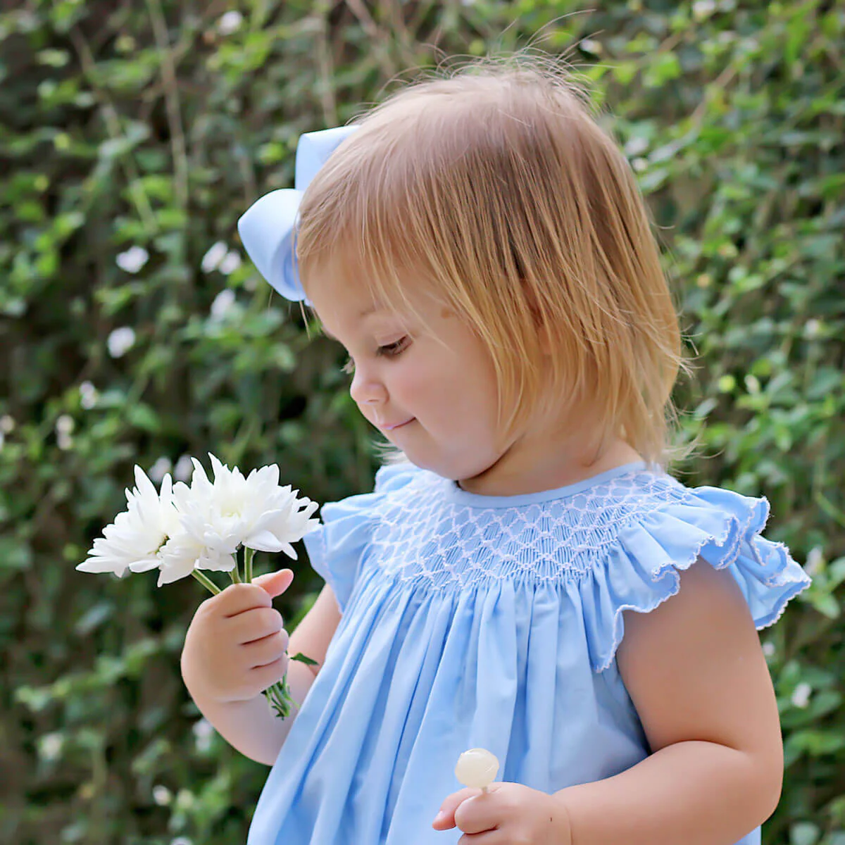 Shine Like A Pearl Blue Smocked Dress - Image 2