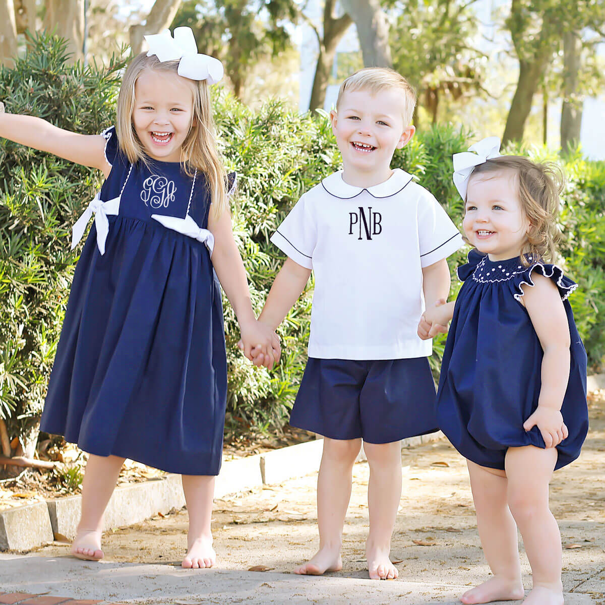 Side Tie Dress Navy Pique - Image 6