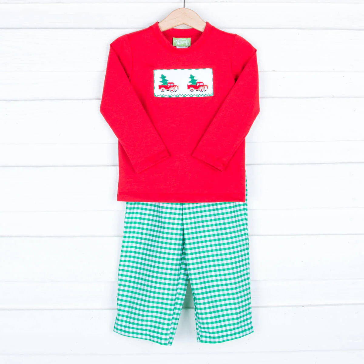 Smocked Christmas Tree Truck Pant Set