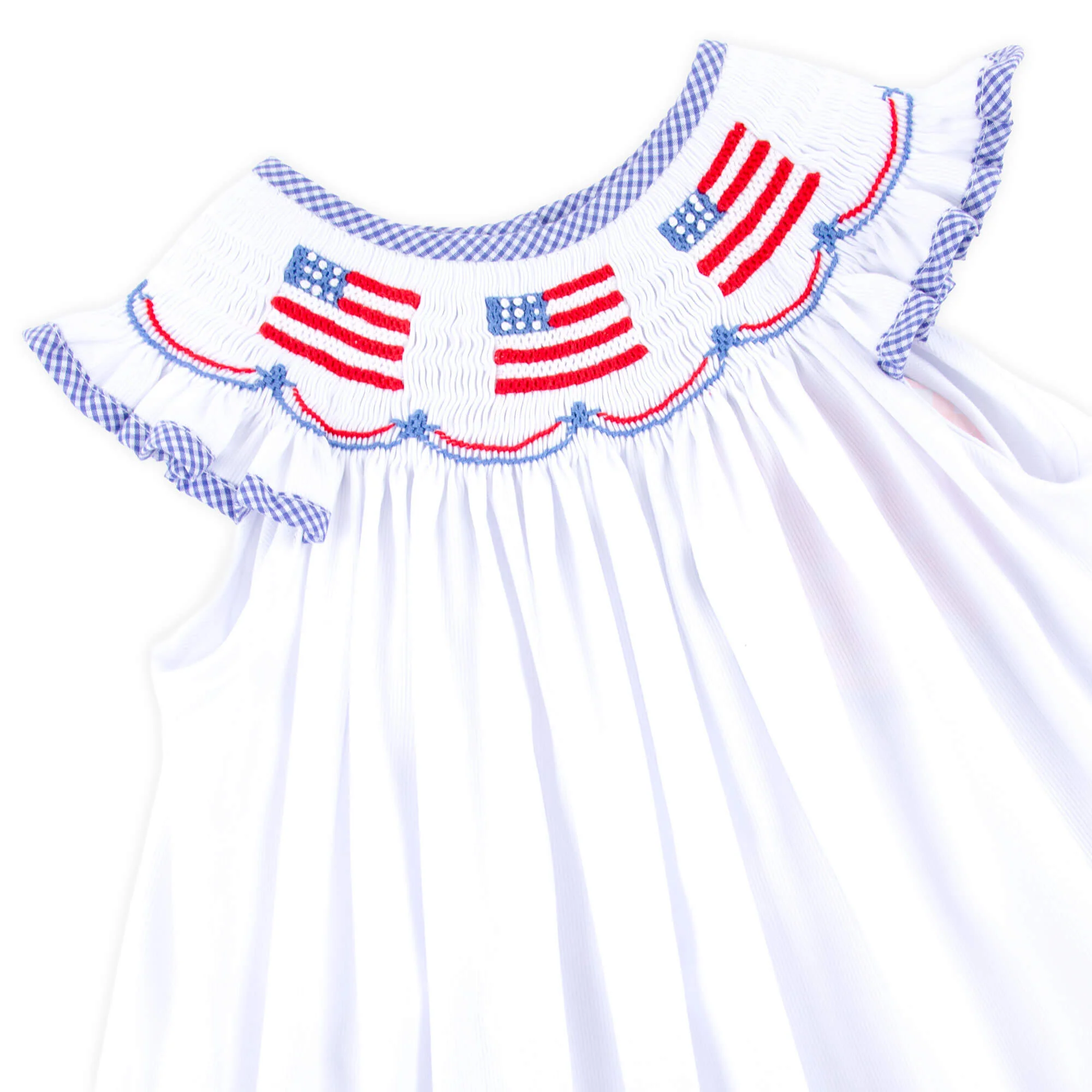 Flag Smocked White Pique Bloomer Set - Image 4