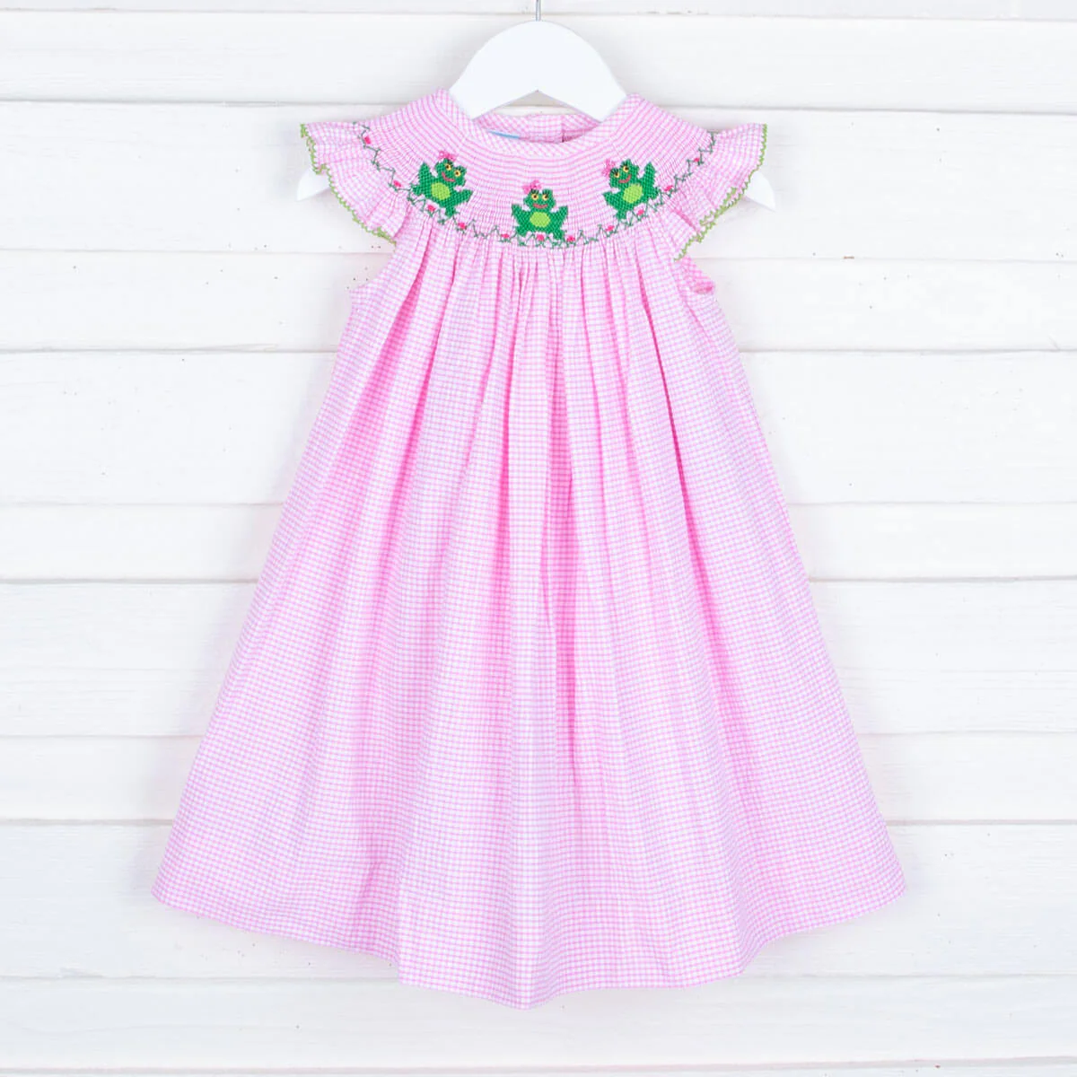Smocked Frogs Pink Gingham Dress