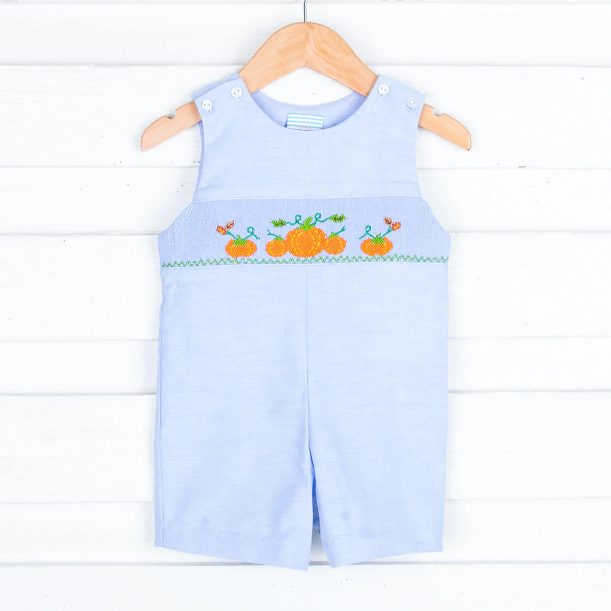 Pumpkin Cluster Smocked Blue Jon Jon - Image 2