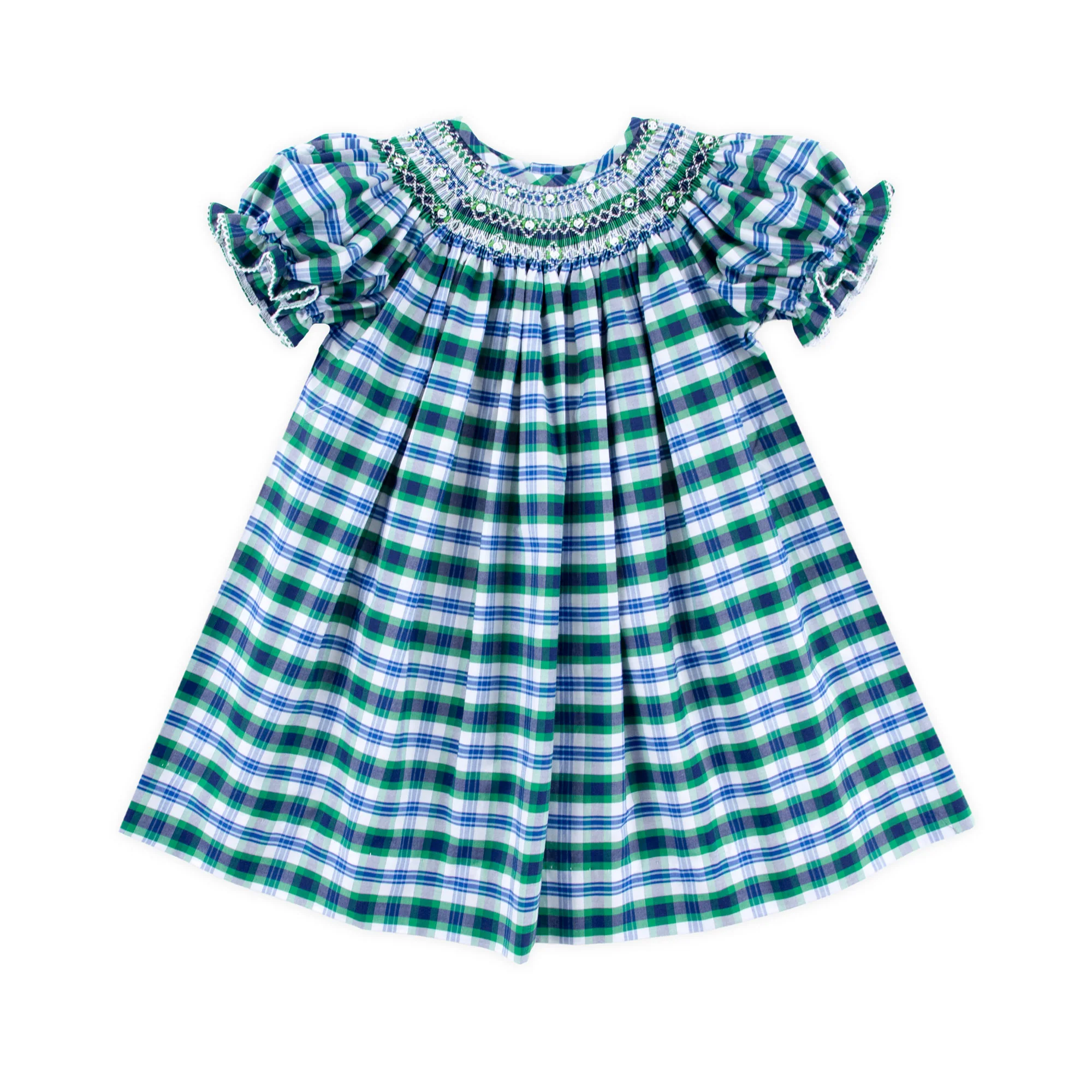 Steward Plaid Smocked Bishop Dress