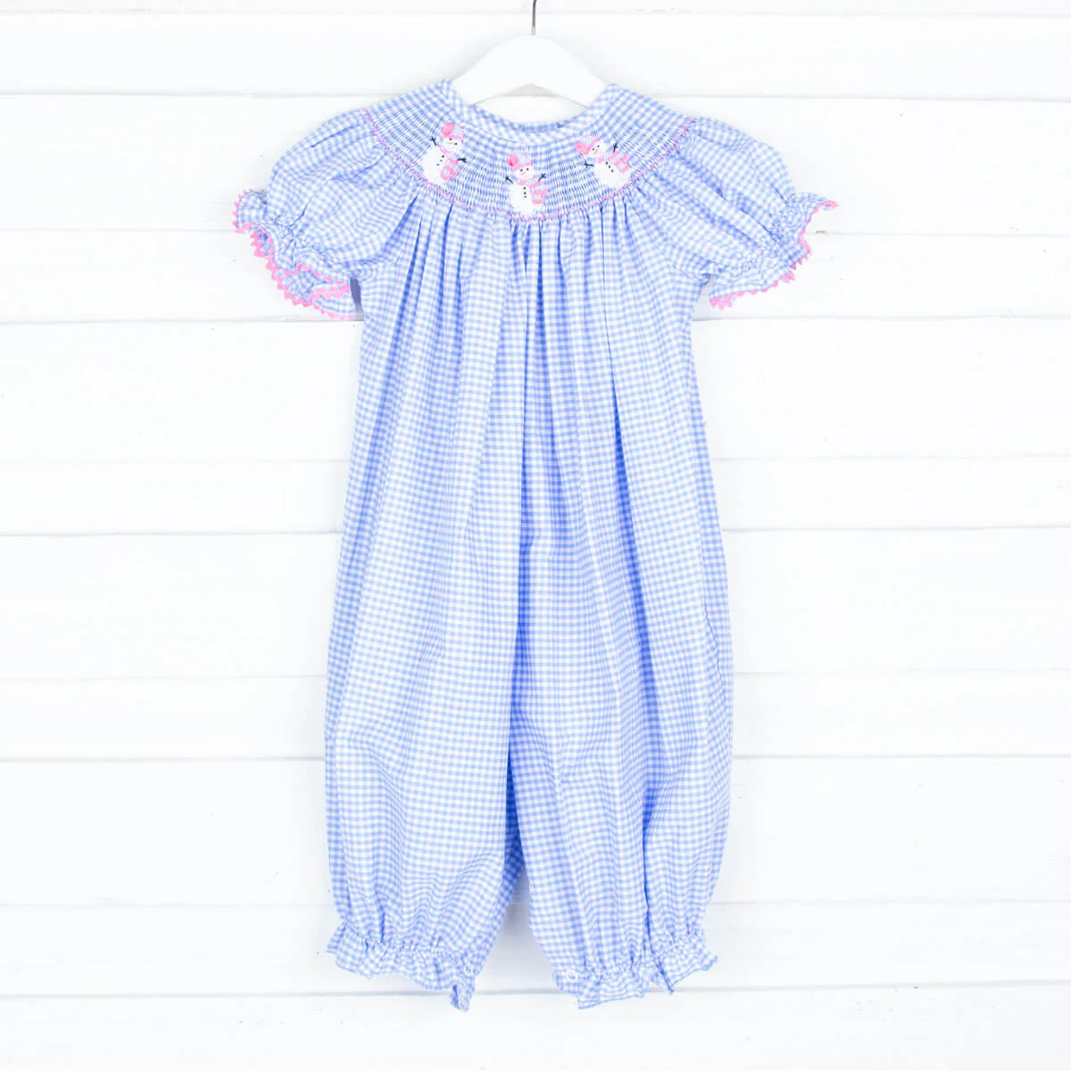 Frosty Snowman Smocked Long Bubble