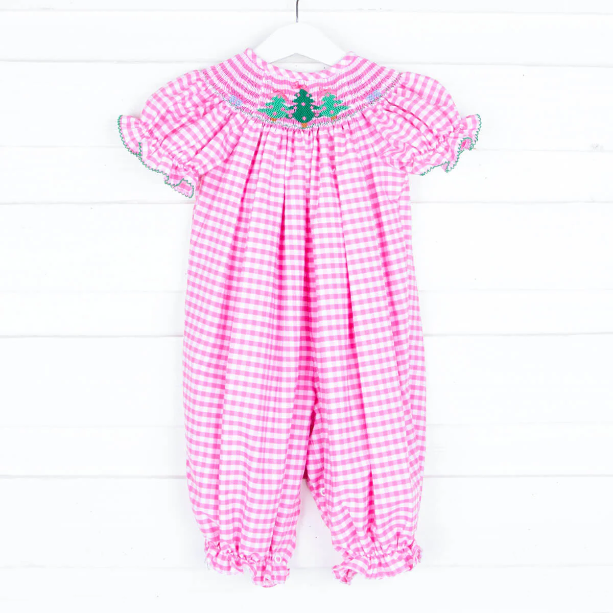 Trees and Gifts Pink Gingham Long Bubble
