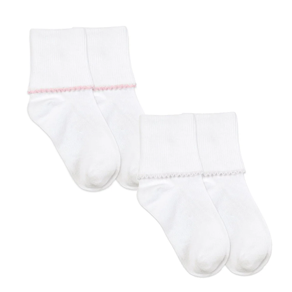 Smooth Toe Tatted Edge Turn Cuff Socks