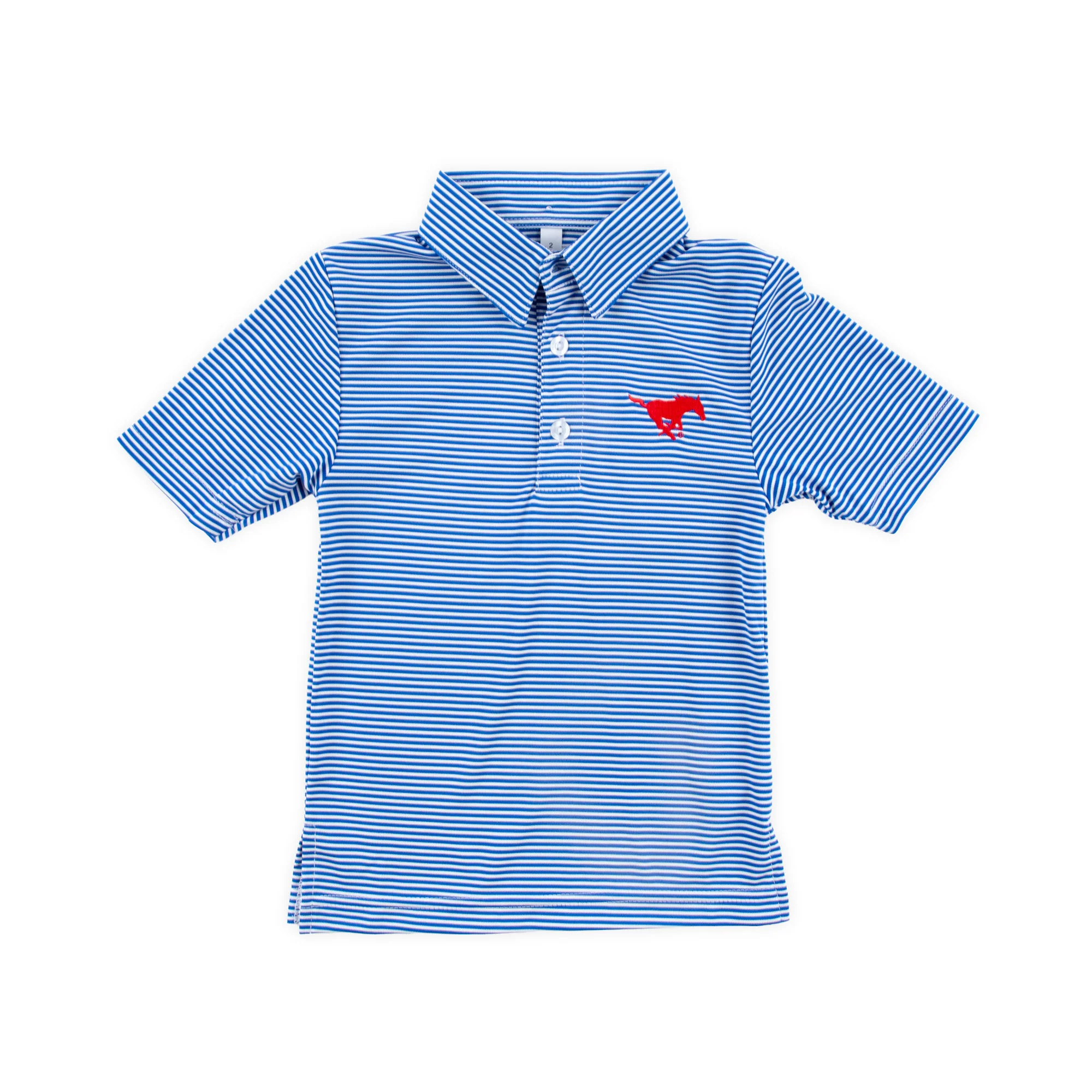 SMU Embroidered Royal Blue Performance Polo - Image 3