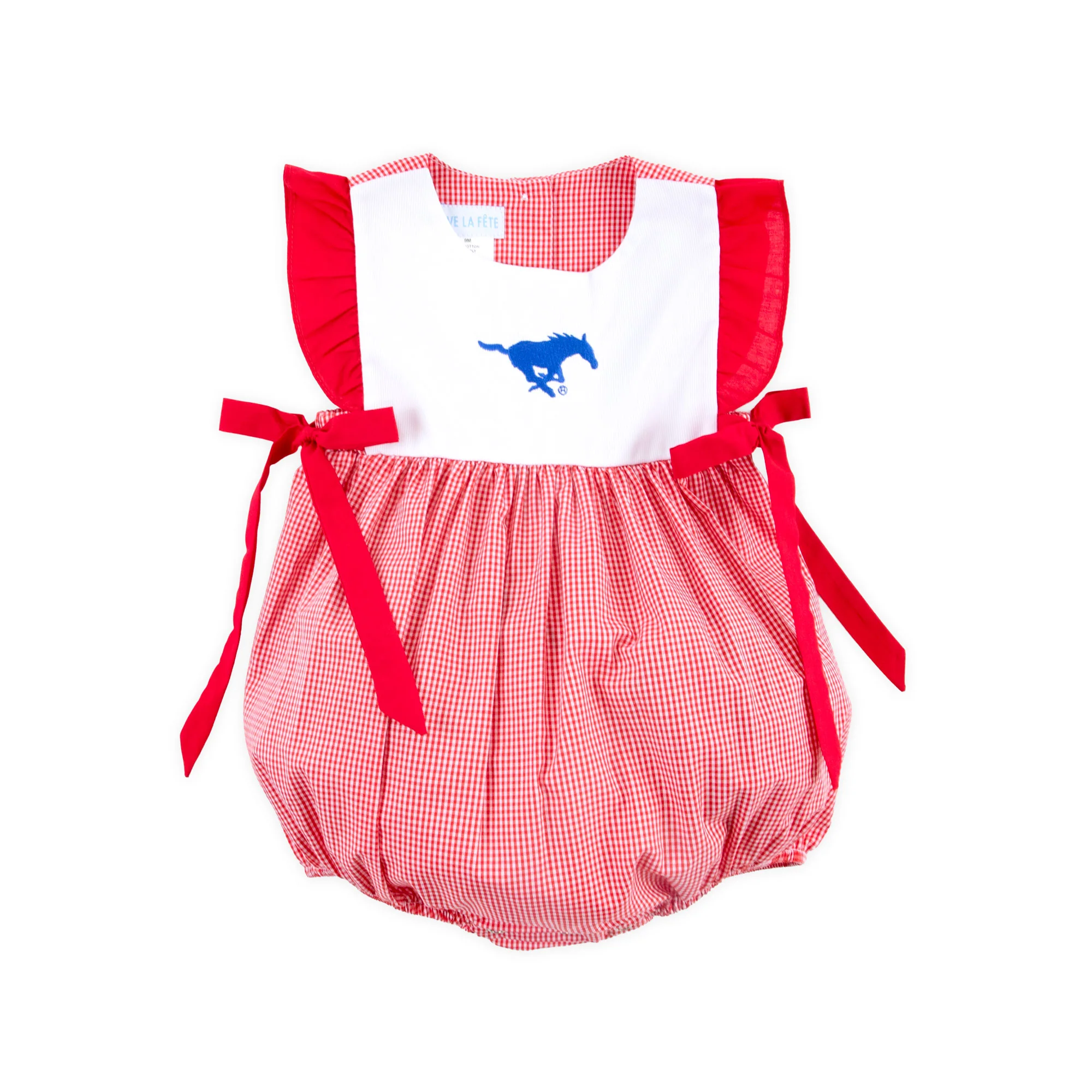 SMU Embroidered Royal Blue Ruffle Bubble