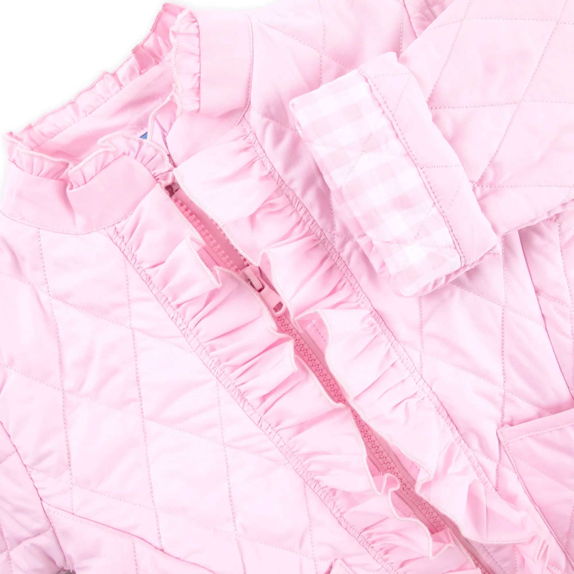 Pink Quilted Ruffle Coat - Image 3