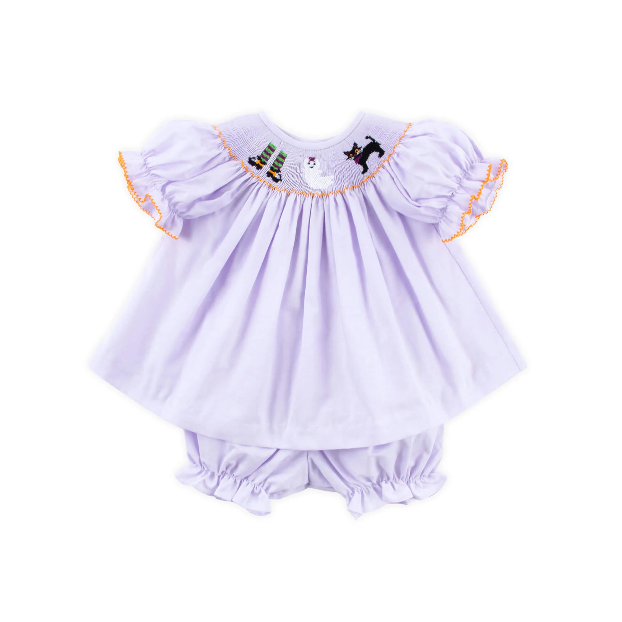 Wicked Smocked Lavender Gingham Bishop Bloomer Set - Image 2