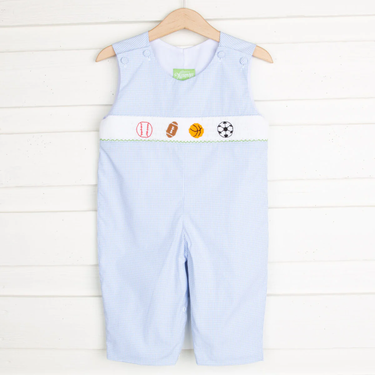 Sport Smocked Longall Light Blue Gingham