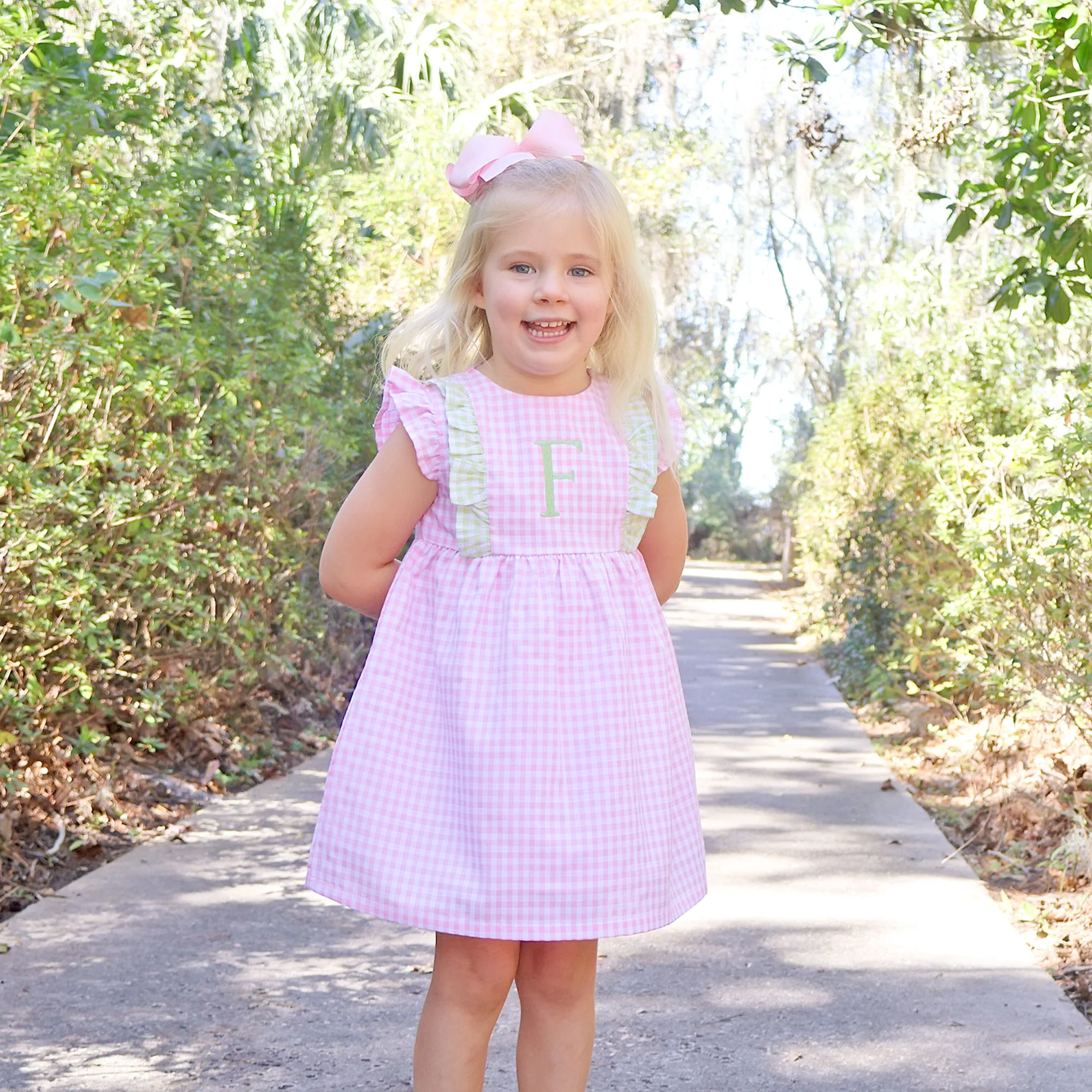 Spring Days Pink & Light Green Gingham Kate Dress