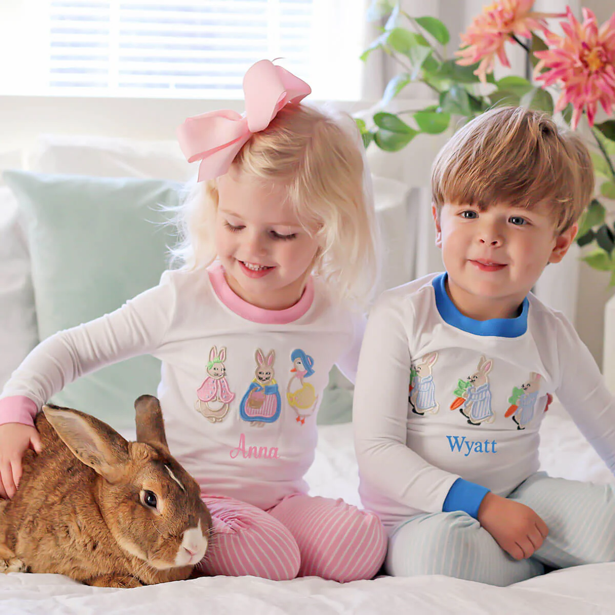Storybook Rabbit Pink Stripe Pajamas - Image 4