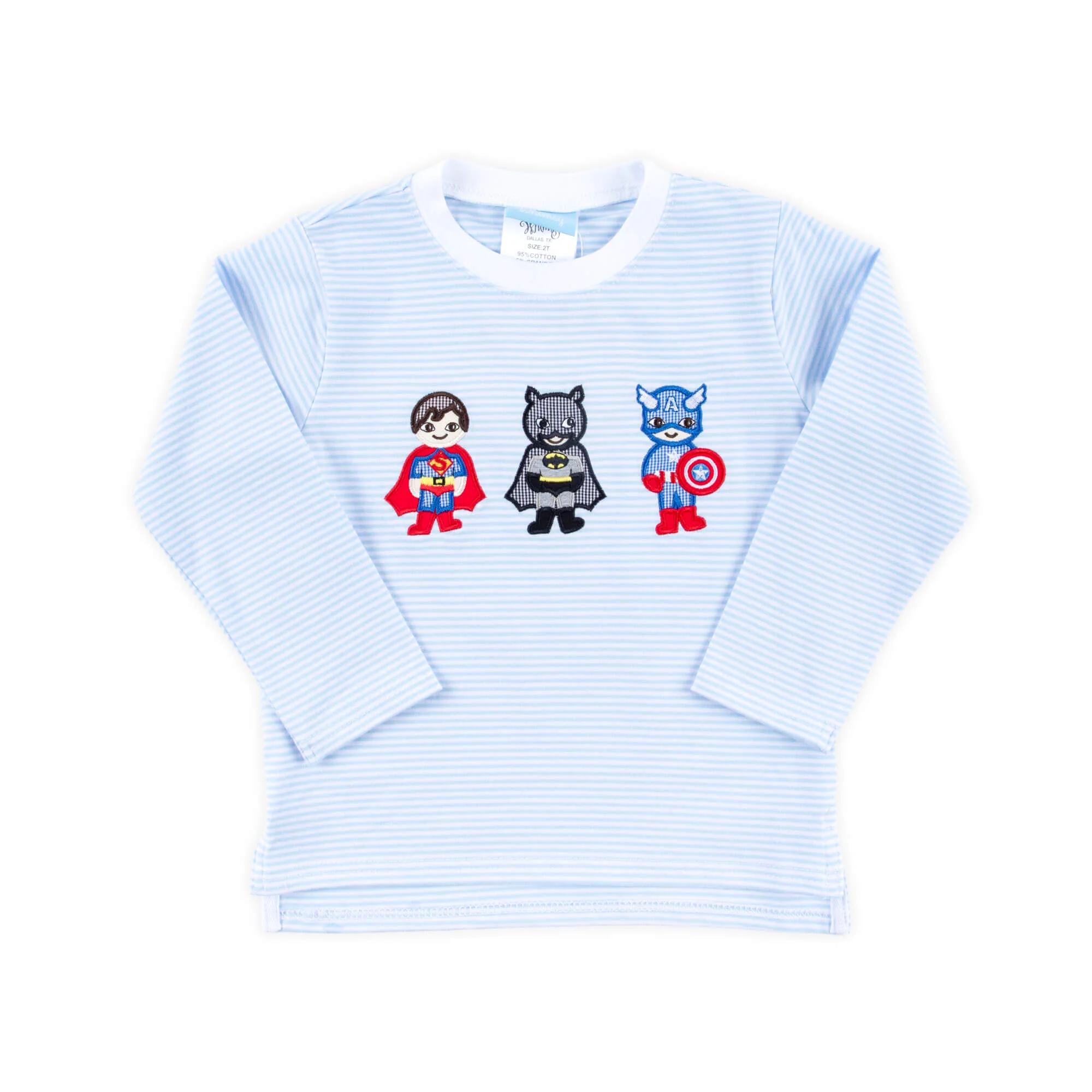 Superhero Blue Stripe Long Sleeve Shirt - Image 2