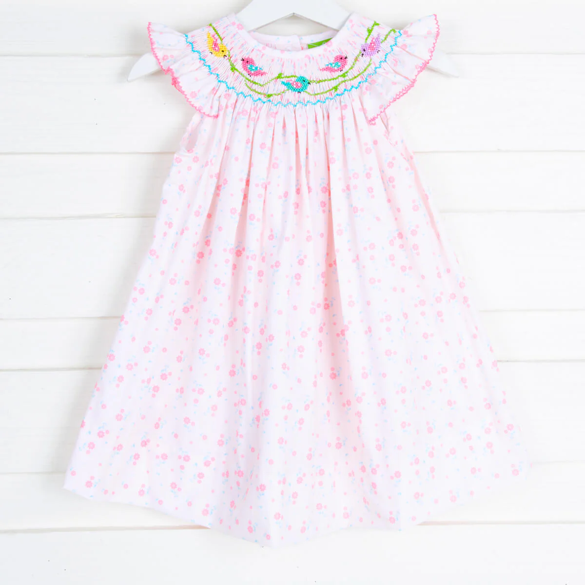 Sweet Birds Smocked Pink Floral Dress