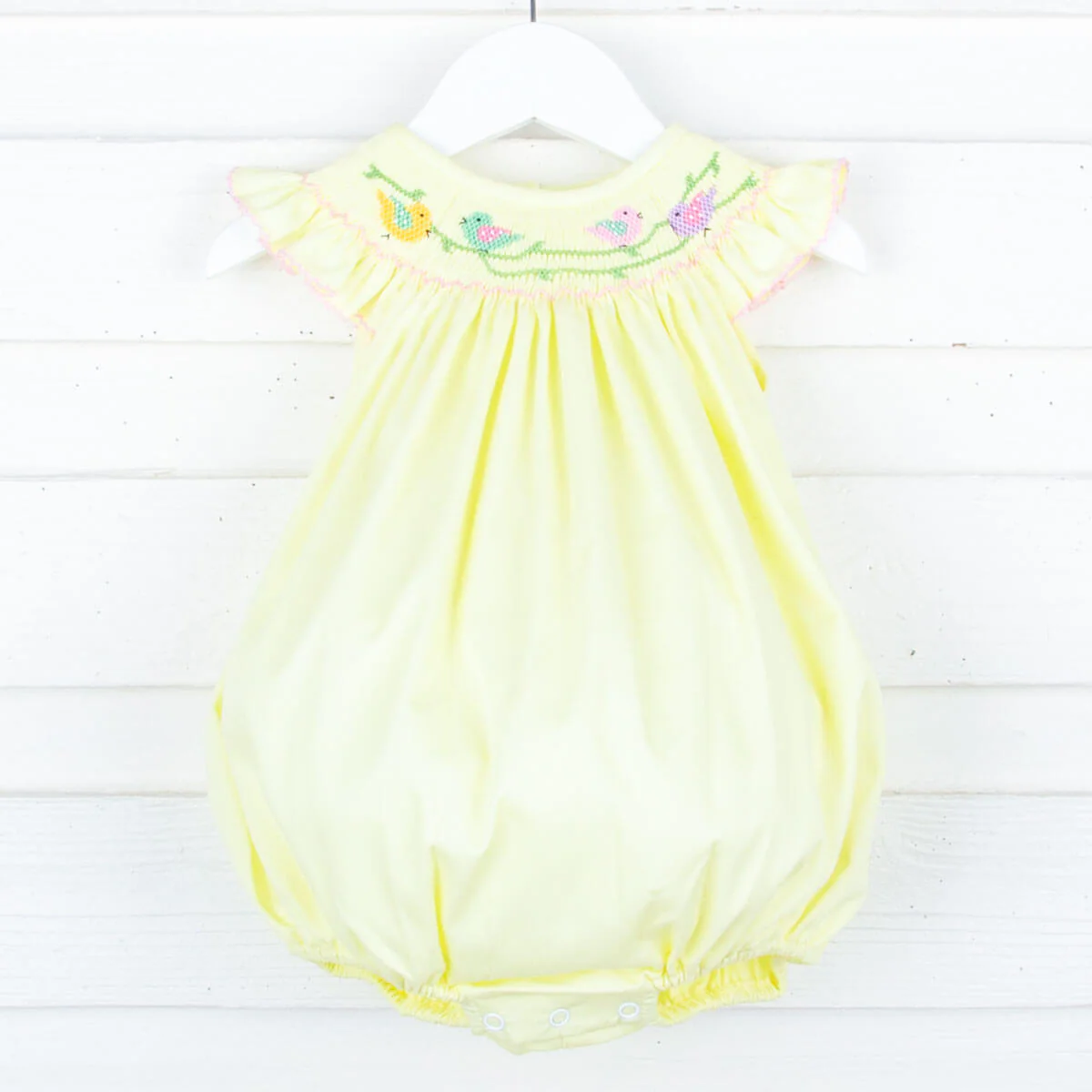 Sweet Birds Smocked Yellow Pique Bubble