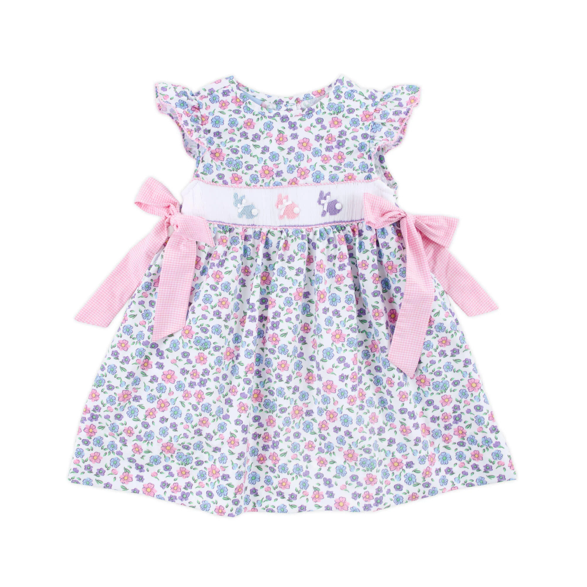 Springtime Floral Bunny Smocked Beverly Dress