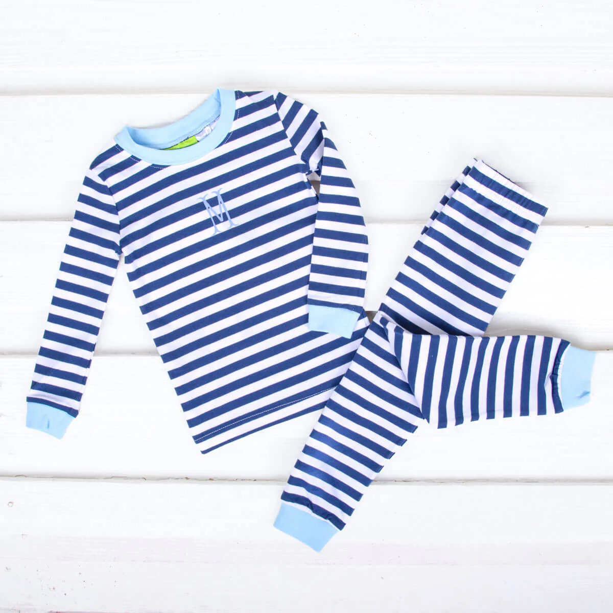 Navy and White Stripe Pajamas - Image 2