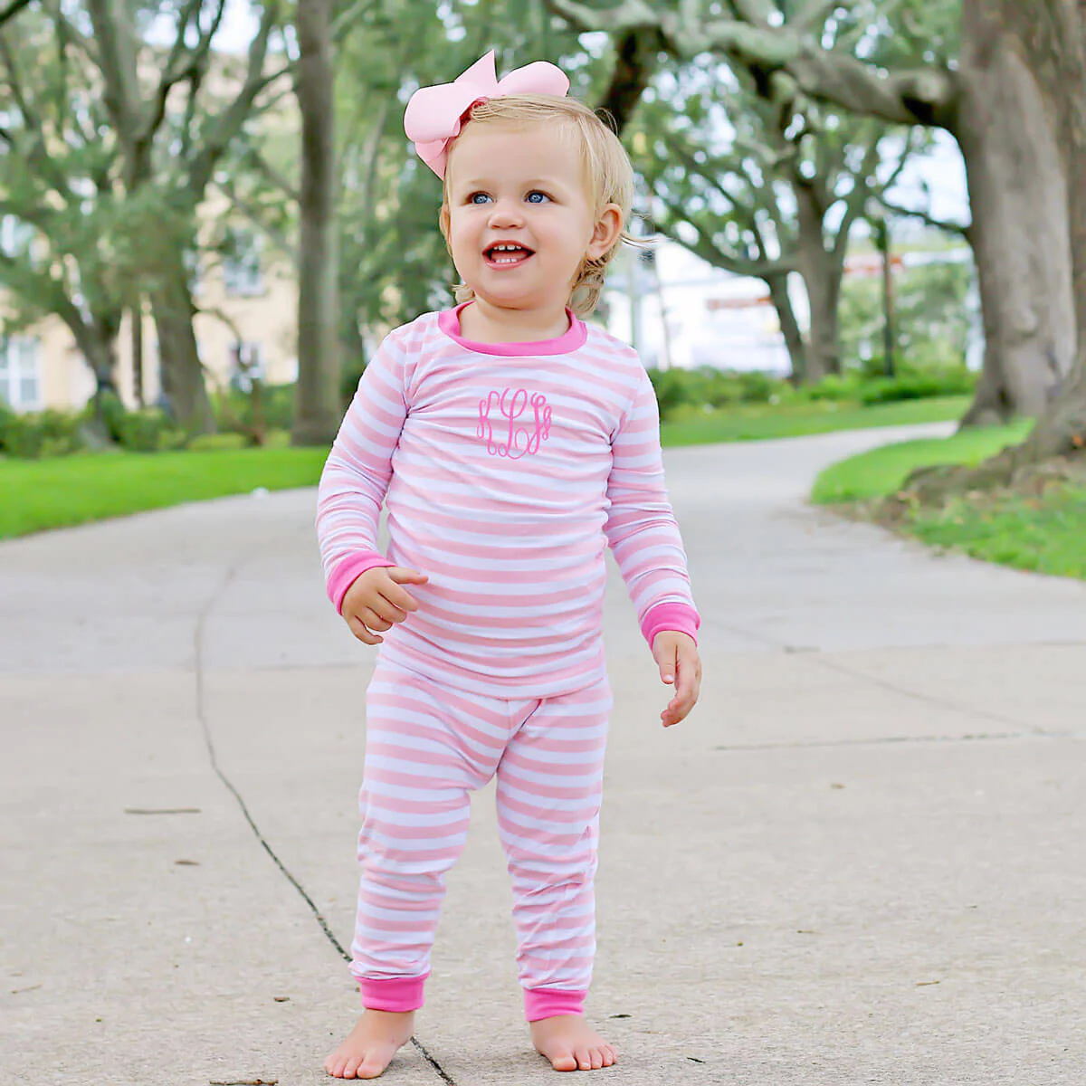 Pink and White Stripe Pajamas