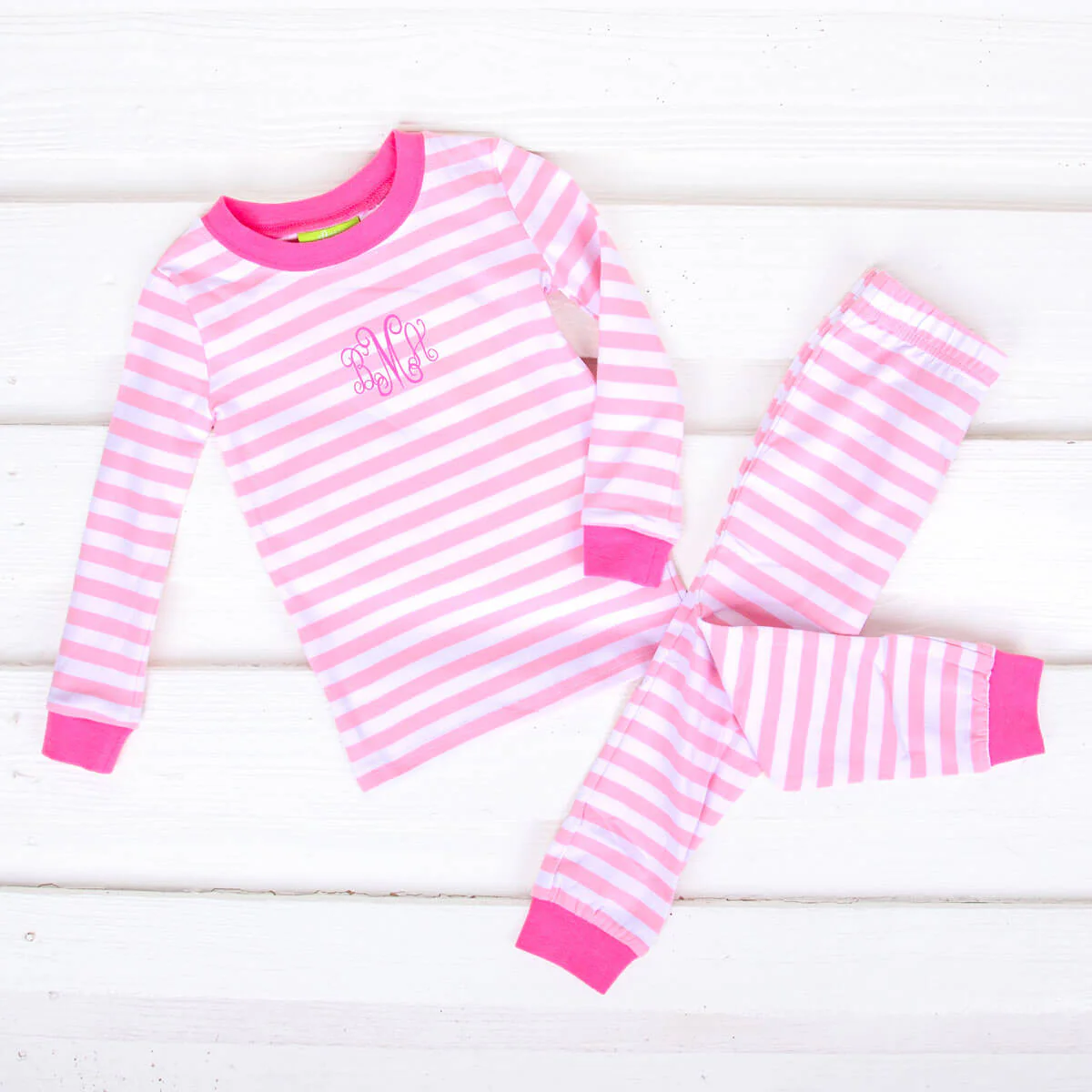 Pink and White Stripe Pajamas - Image 2