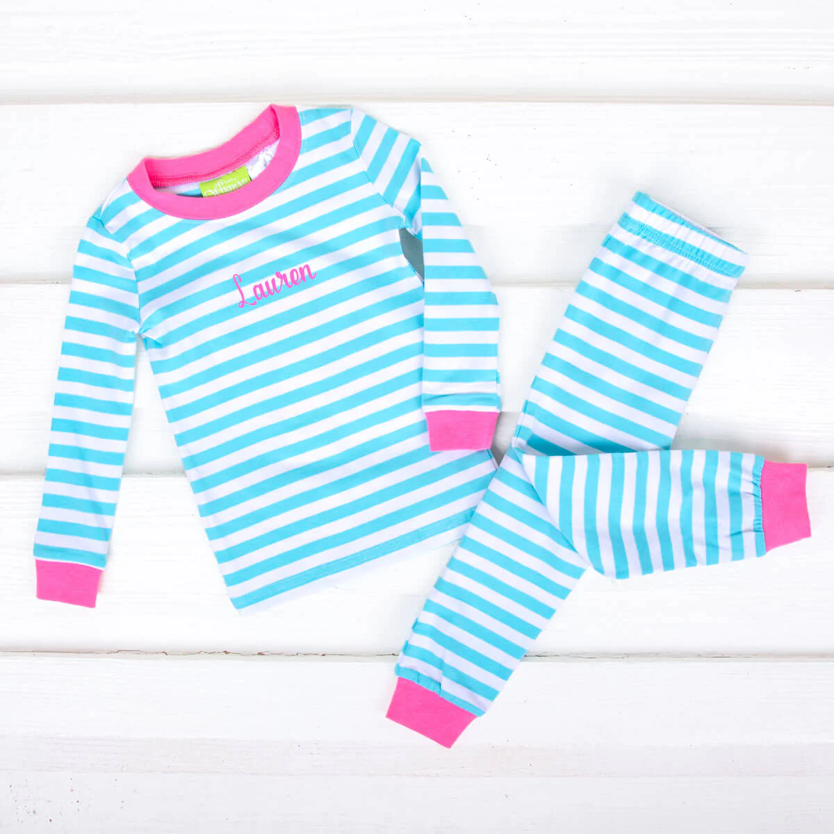 Turquoise Stripe Pajamas - Image 2