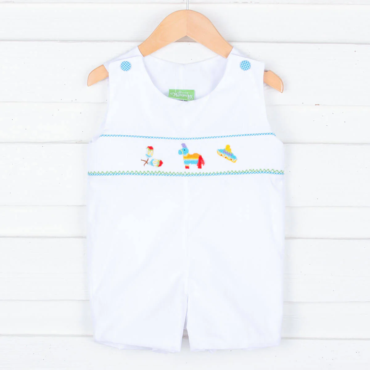Time To Fiesta Smocked White Jon Jon
