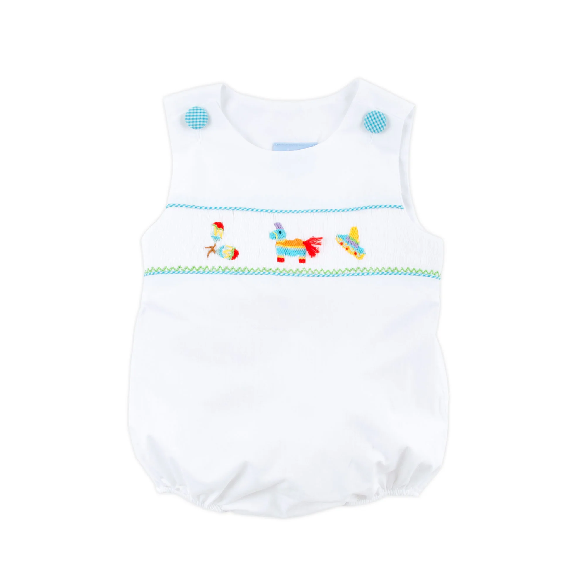 Time To Fiesta Smocked White Sun Bubble