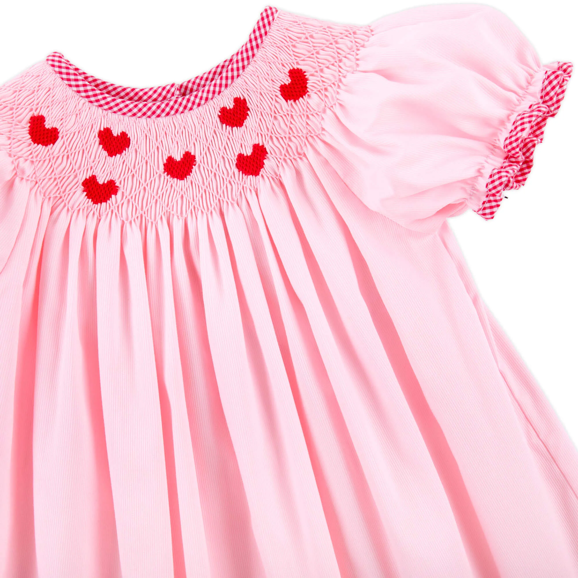Tiny Hearts Pink Pique Smocked Bishop Bloomer Set - Image 3