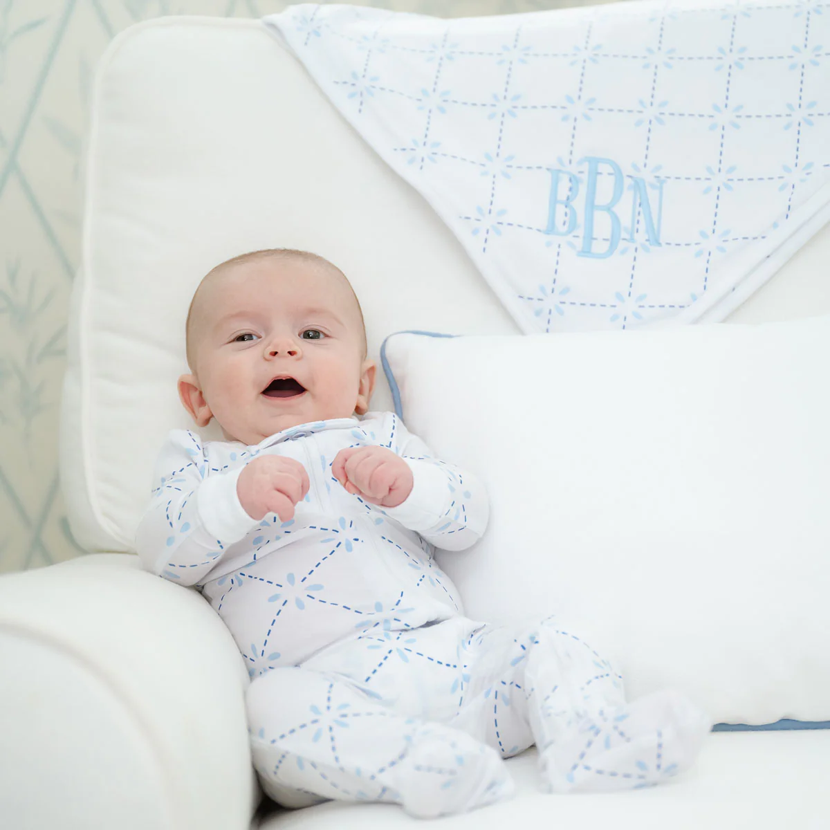 Touch of Blue Receiving Blanket & Burp Cloth Set - Image 2