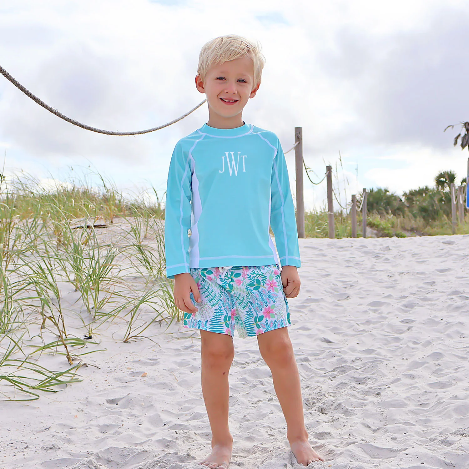Tropical Island Turquoise Rash Guard - Image 5